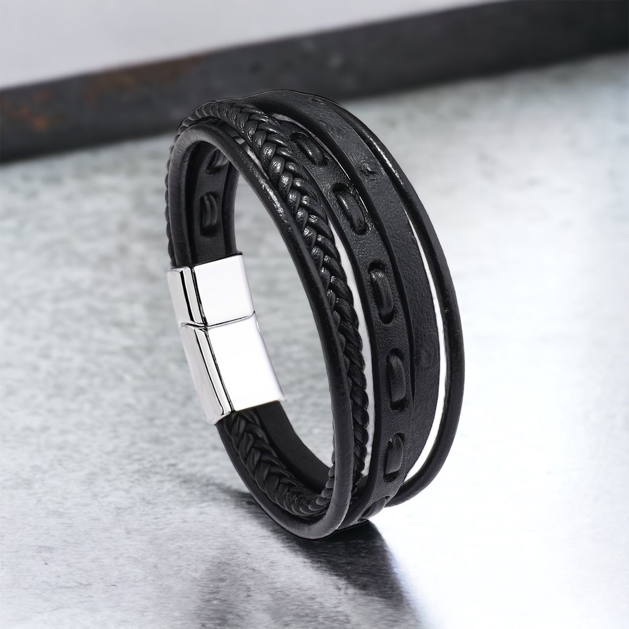 MYKI Dazzling Multi Layered Leather Bracelet (MKMBR156)