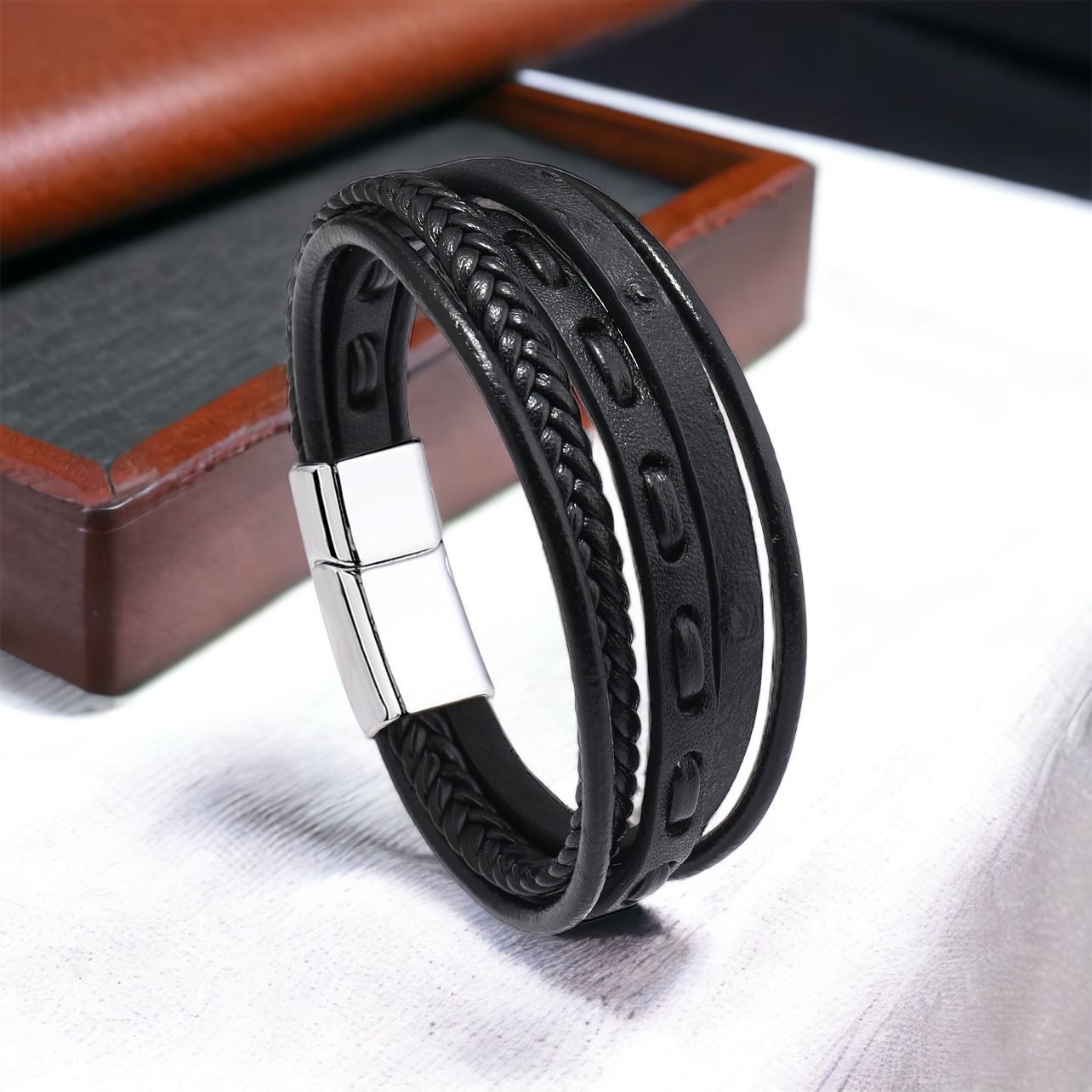 MYKI Dazzling Multi Layered Leather Bracelet (MKMBR156)