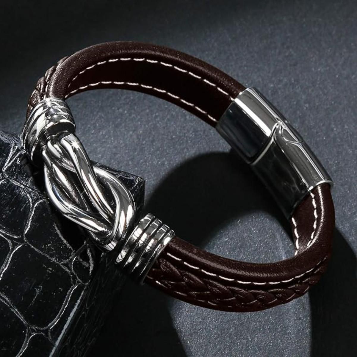 MYKI Sizzling Interloop Leather Bracelet For Men (MKMBR163)
