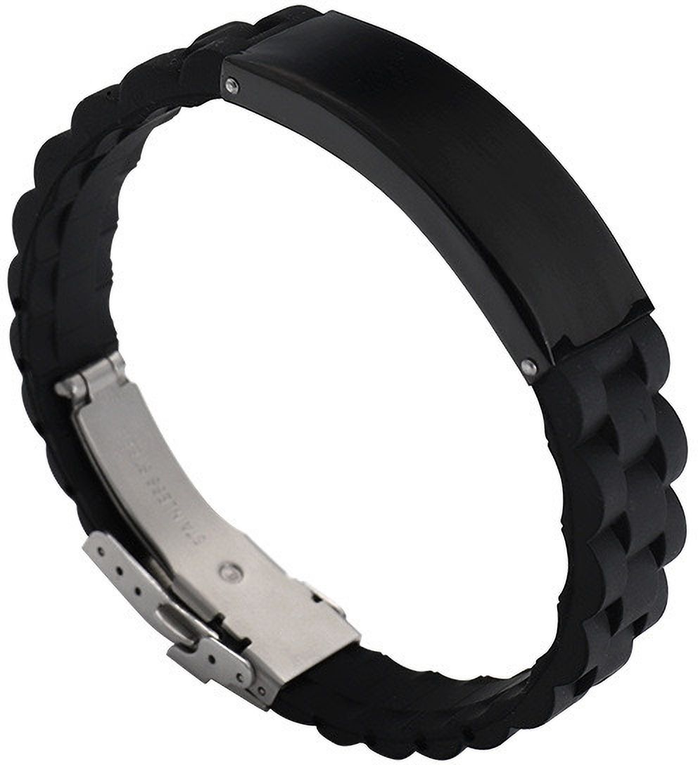MYKI Smart Casual Braided Silicon Bracelet For Men & Boys For Daily / Party / Gym Wear (BLACK) (MKMBR173)