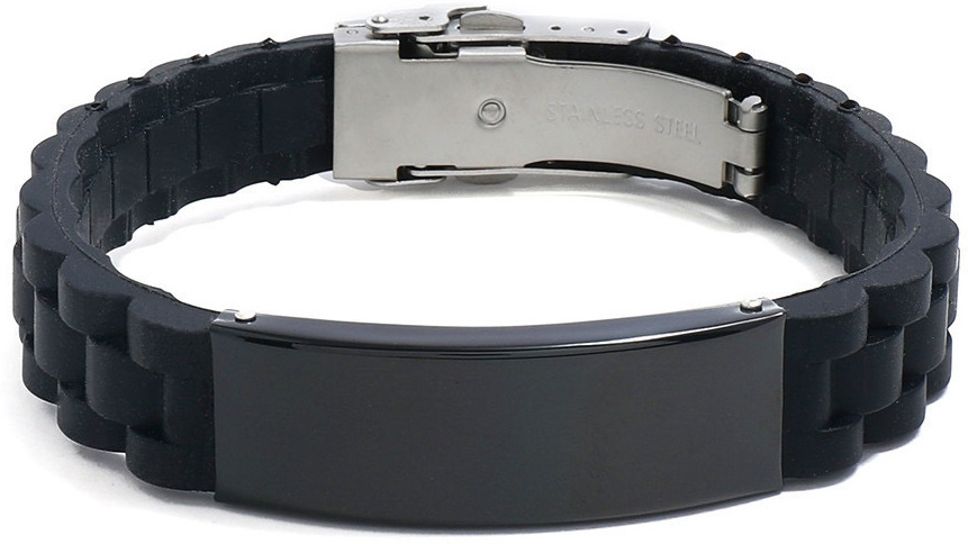 MYKI Smart Casual Braided Silicon Bracelet For Men & Boys For Daily / Party / Gym Wear (BLACK) (MKMBR173)
