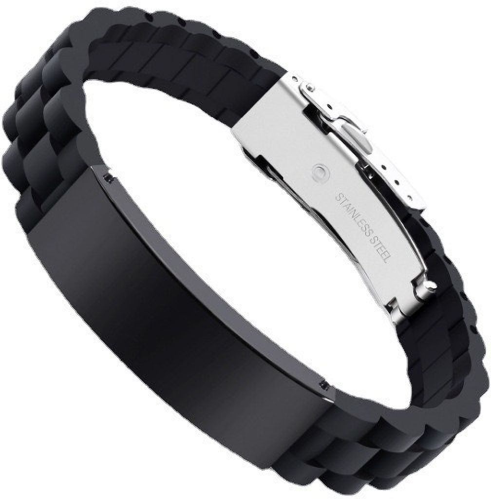 MYKI Smart Casual Braided Silicon Bracelet For Men & Boys For Daily / Party / Gym Wear (BLACK) (MKMBR173)