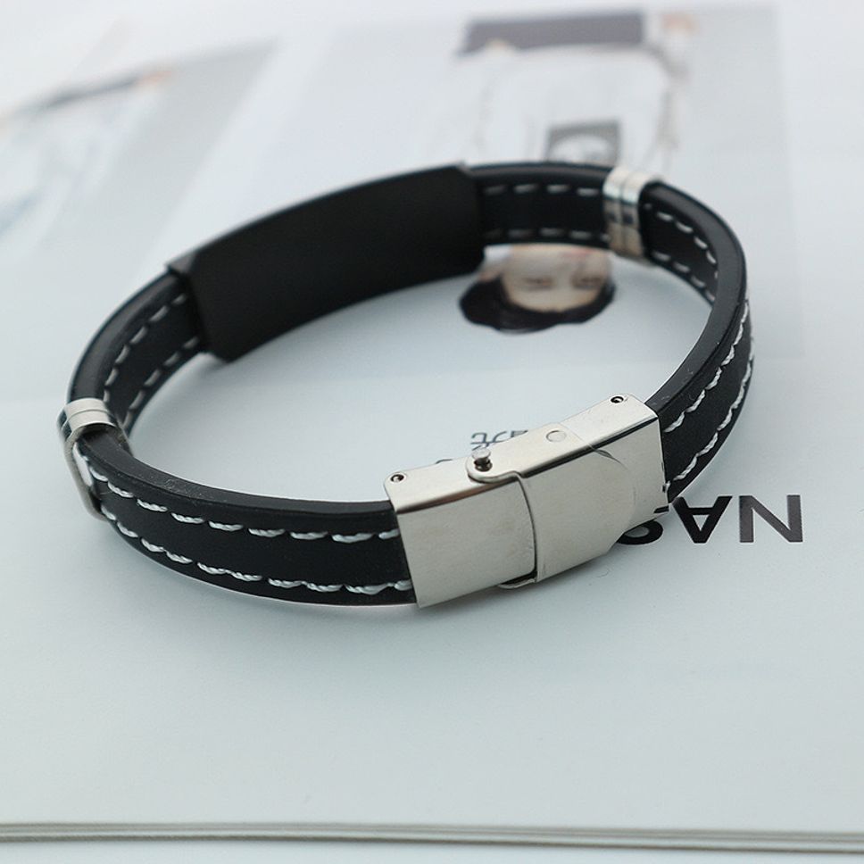 MYKI Smart Casual Basic Leather Bracelet For Men & Boys For Daily / Party / Gym Wear (BLACK) (MKMBR174)