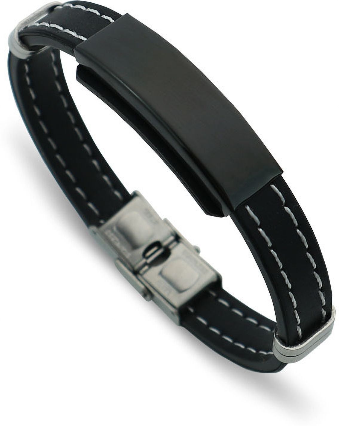 MYKI Smart Casual Basic Leather Bracelet For Men & Boys For Daily / Party / Gym Wear (BLACK) (MKMBR174)
