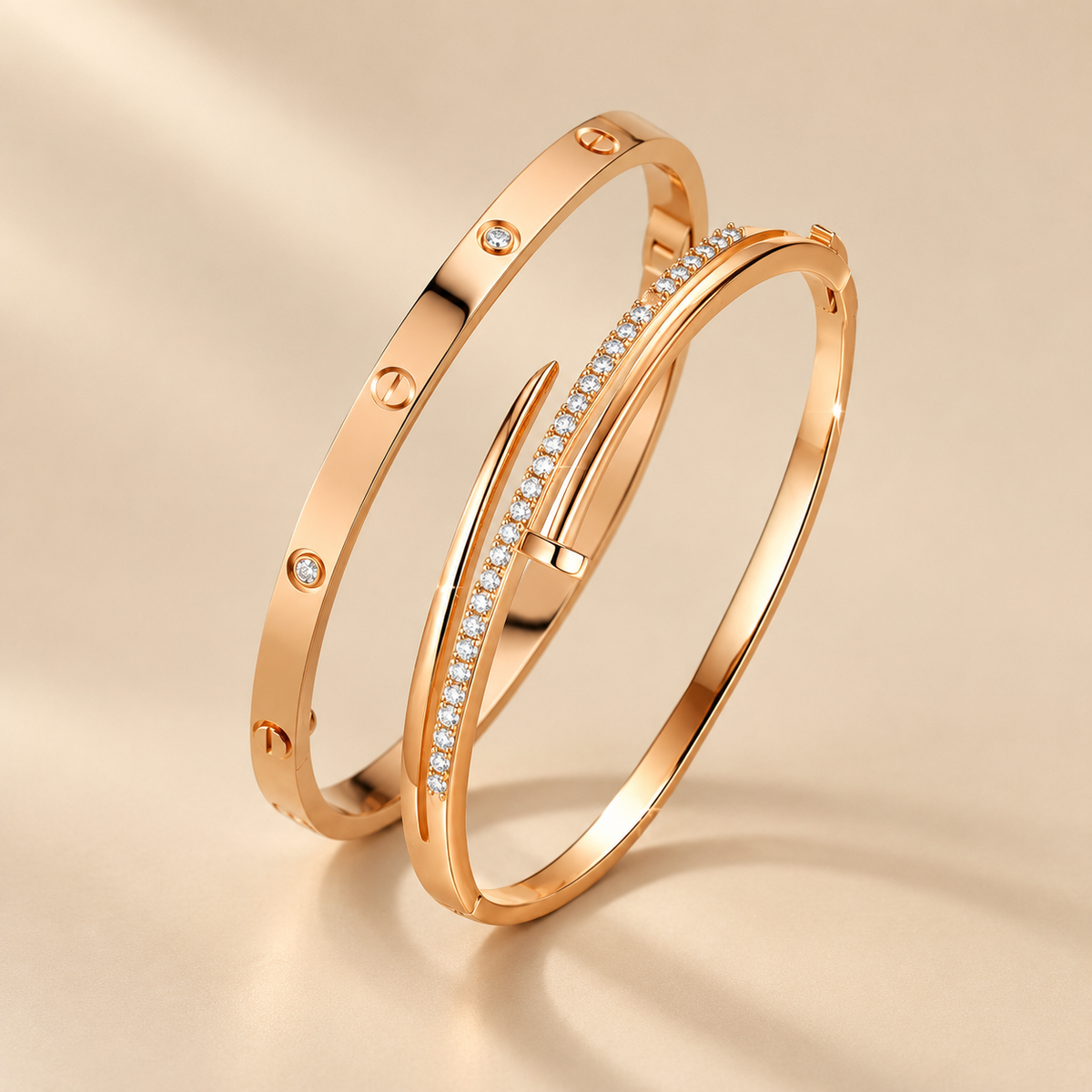 MYKI Rosegold Classic Kada Combo Bracelet (MKBRAD300RG-MKBRAD223RG-MKBRAD292RG)