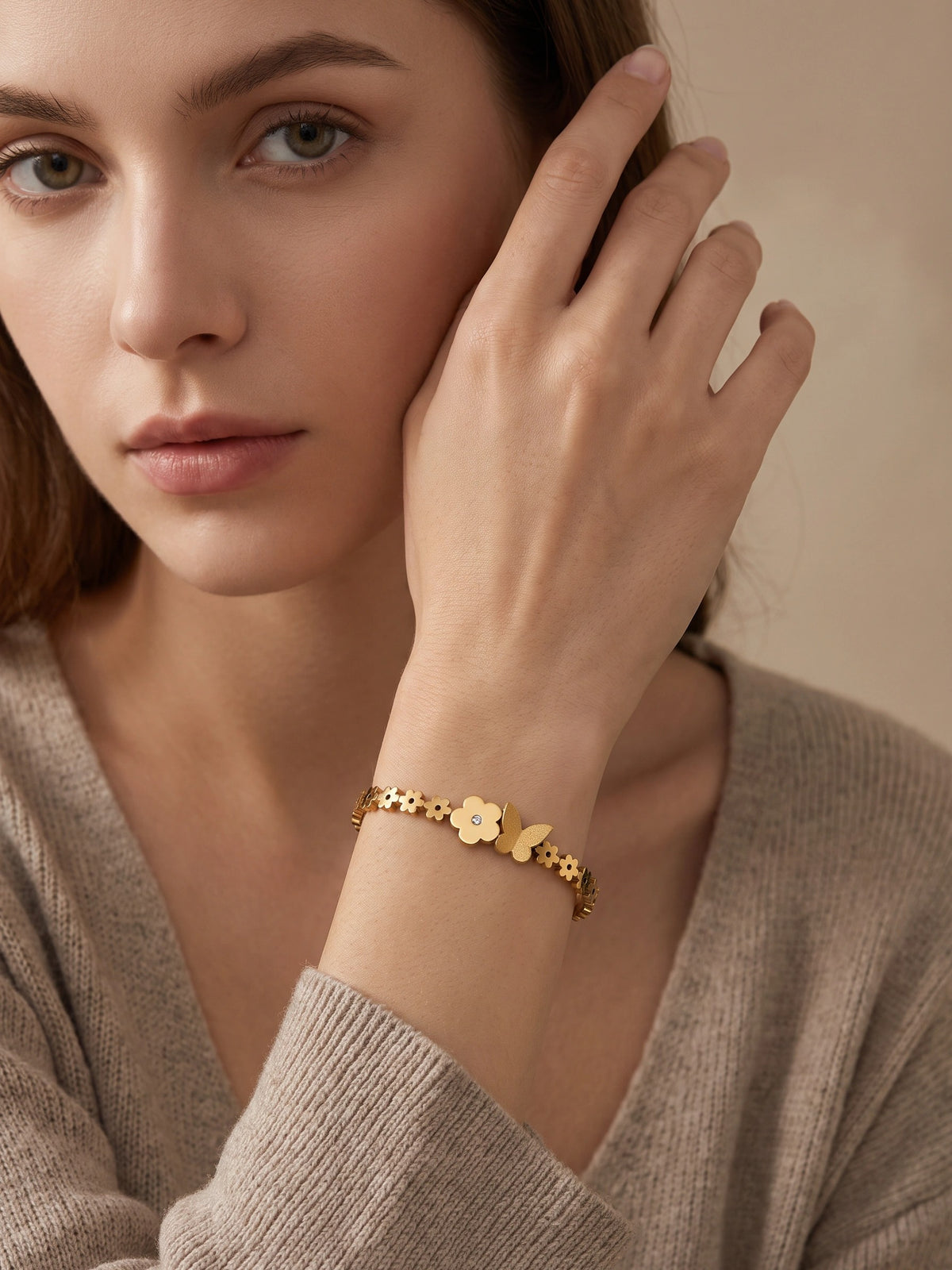 MYKI Religious Butterfly Flower Bracelet (MKBRAD337G)