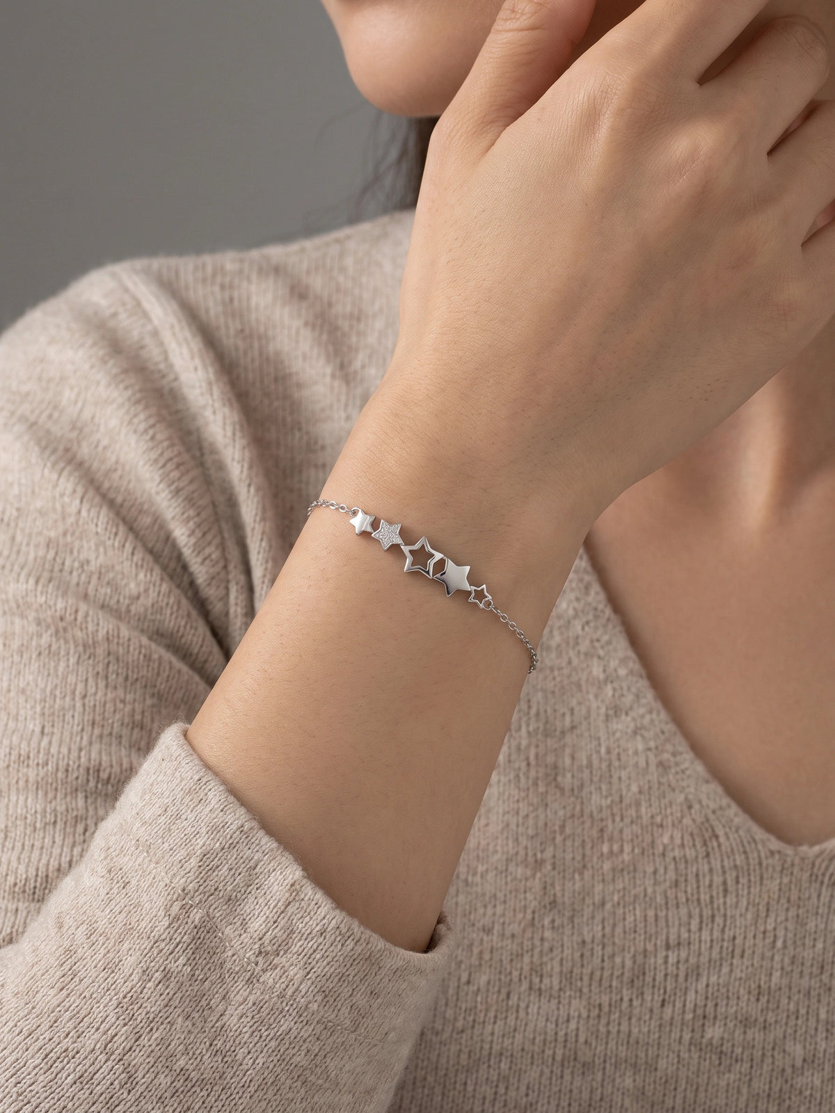 MYKI Dazzling Double Star Cubic Zircon Bracelet (MKBRAD348)