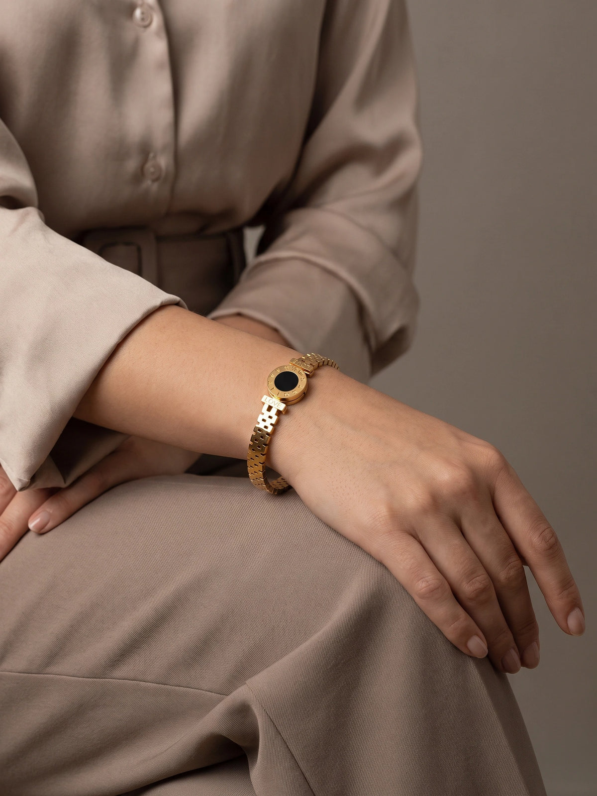 MYKI Beautiful Watch Type Design Rose Gold Plated Bracelet Kada (MKBRAD357G)