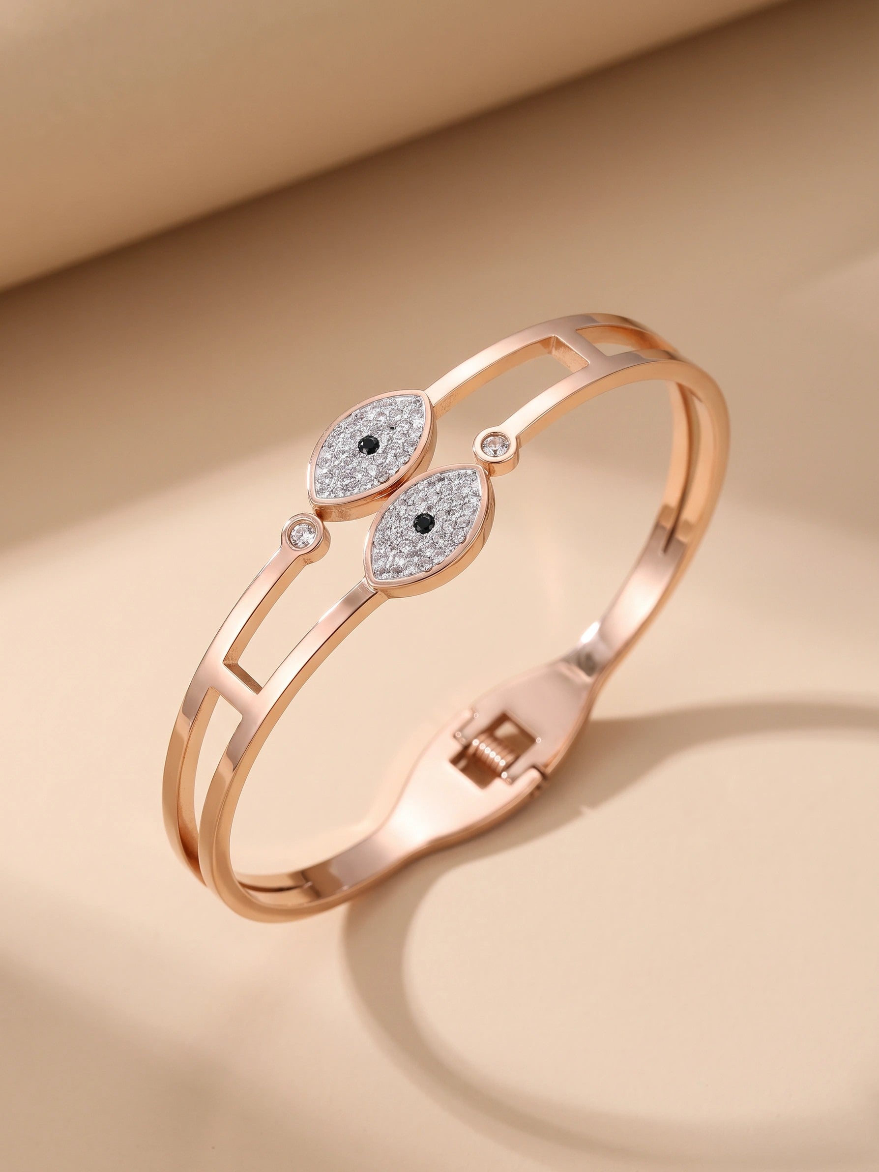 MYKI Evil Eye Rosegold plated Kada Bracelet (MKBRAD404RG)