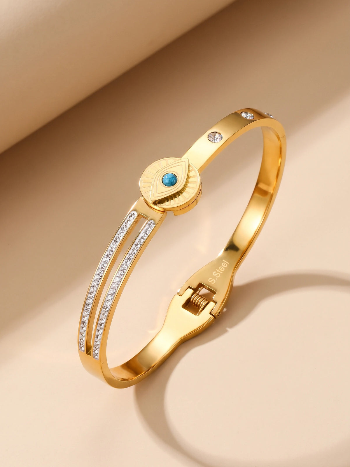 MYKI Fashionable Evil Eye Diamond Kada Bracelet (MKBRAD428)