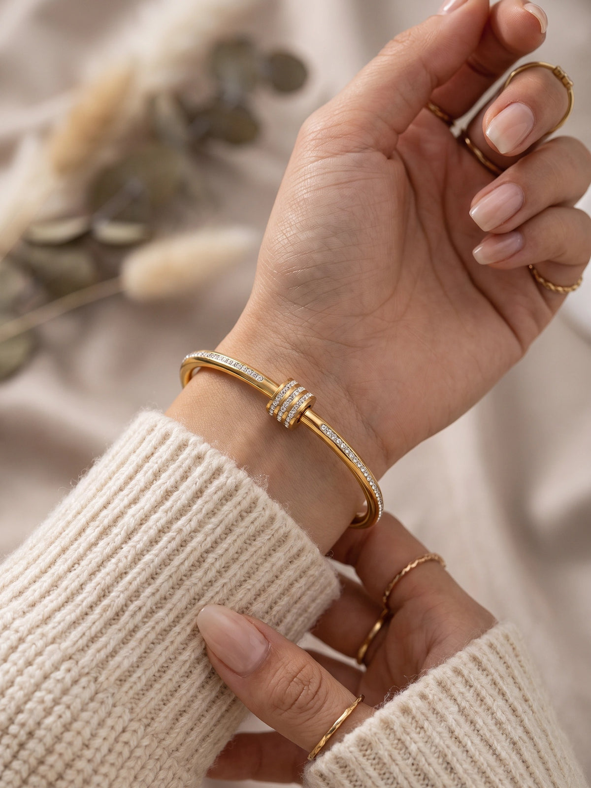 MYKI Glamorous Diamond Rose Gold plated Bracelet Kada (MKBRAD447G)