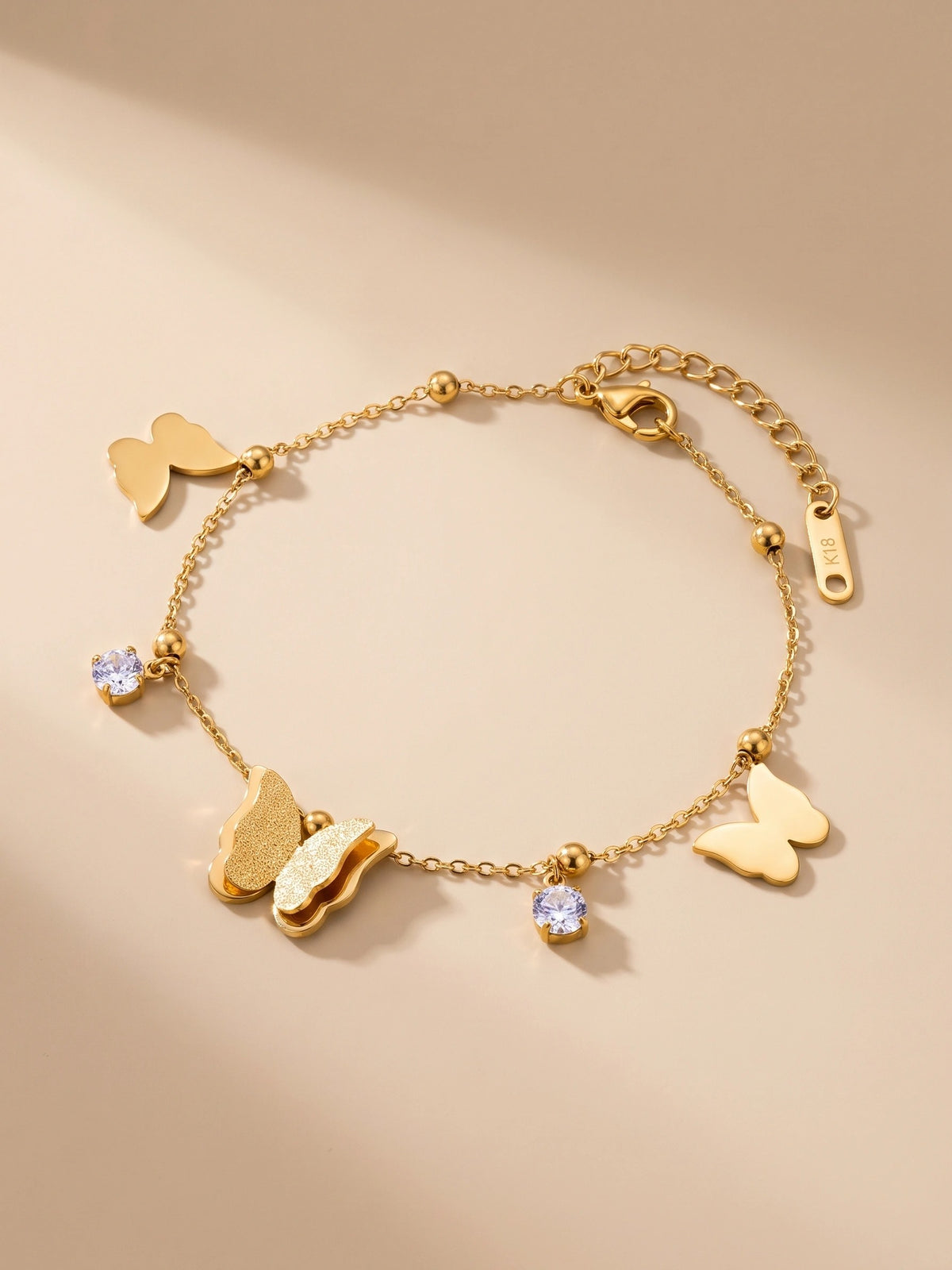 MYKI Charming Butterfly Diamond Charm Bracelet (MKBRAD460G)