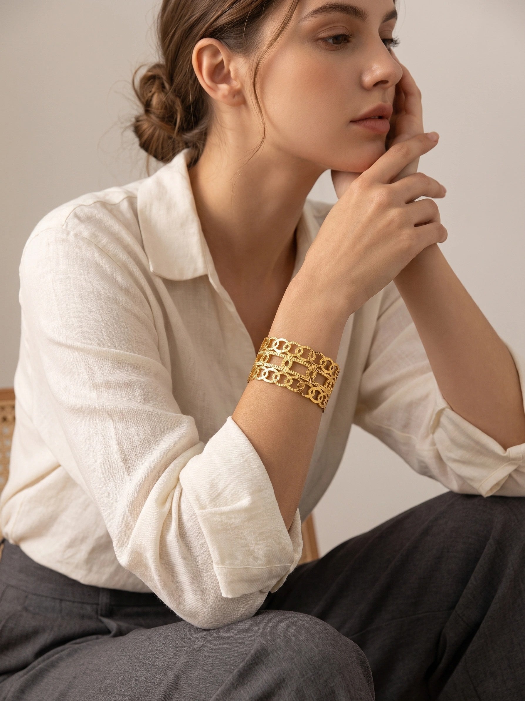 MYKI Delicate Intersect Design Kada Bracelet (MKBRAD489G)