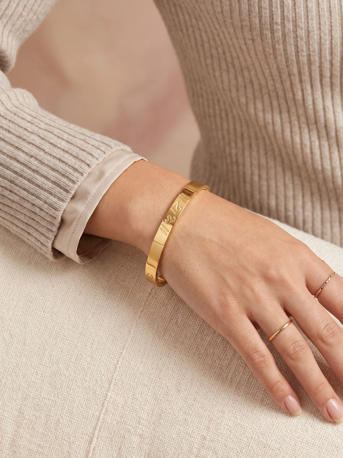 MYKI Royal Ram Engraved Bangle Bracelet  (MKBRAD514G)