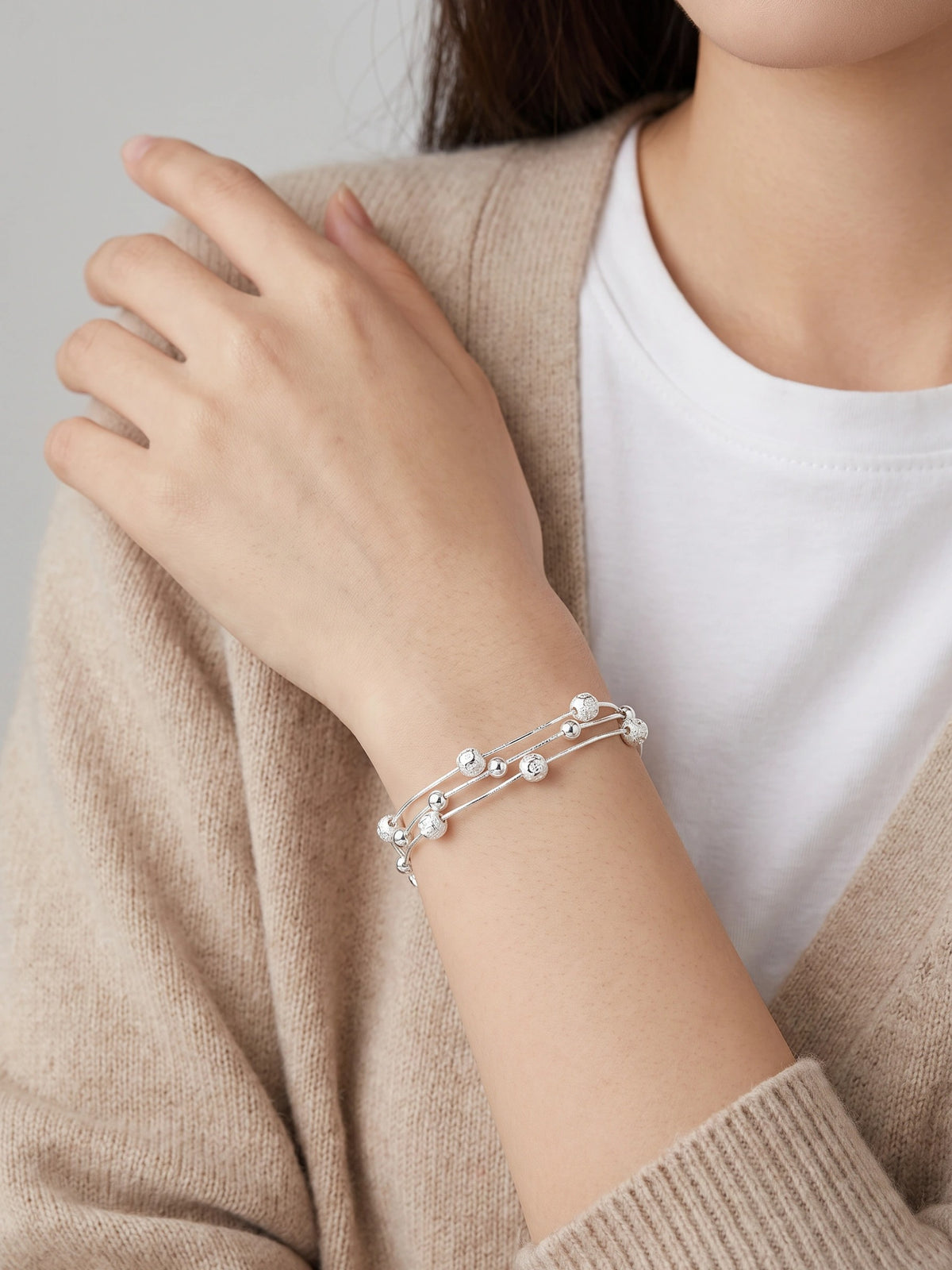 MYKI Sweet Ball Multi Layer Loose Bracelet  (MKBRAD518S)