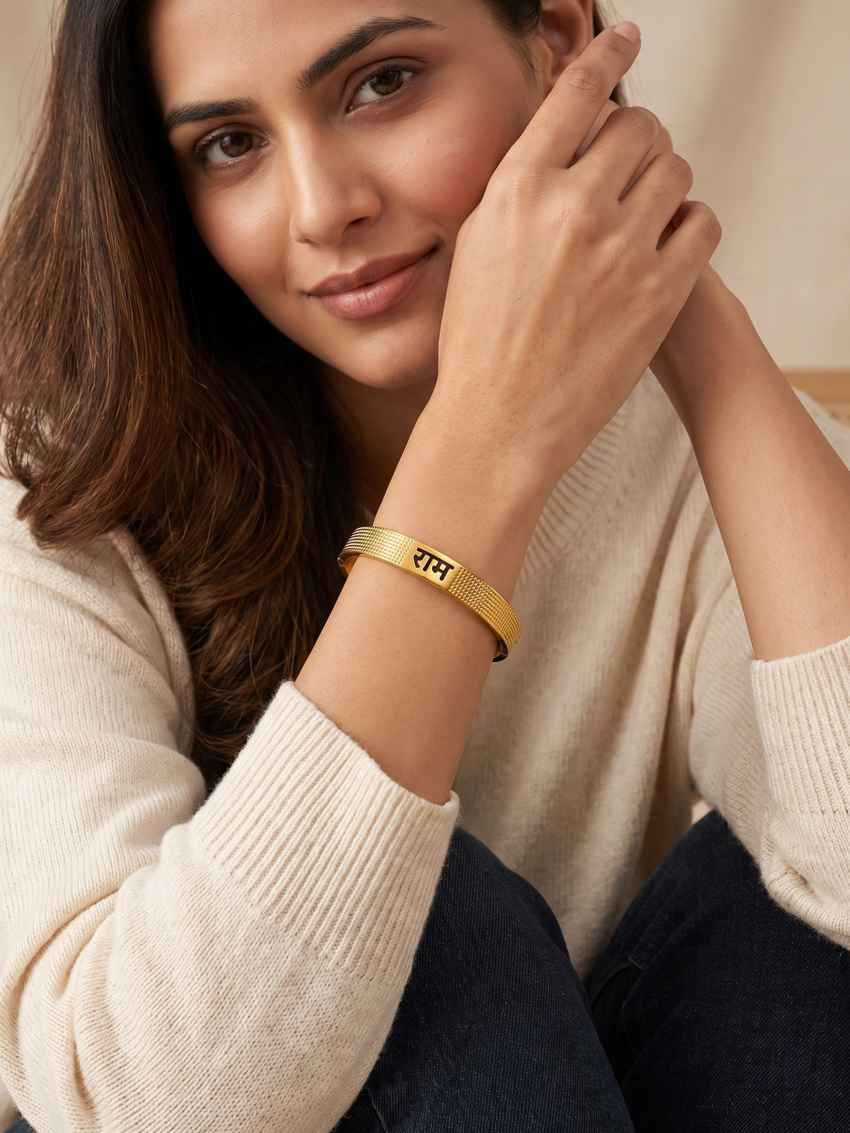 MYKI Stunning RAM Engraved Bangle Bracelet For Women & Mens (MKBRAD520G)