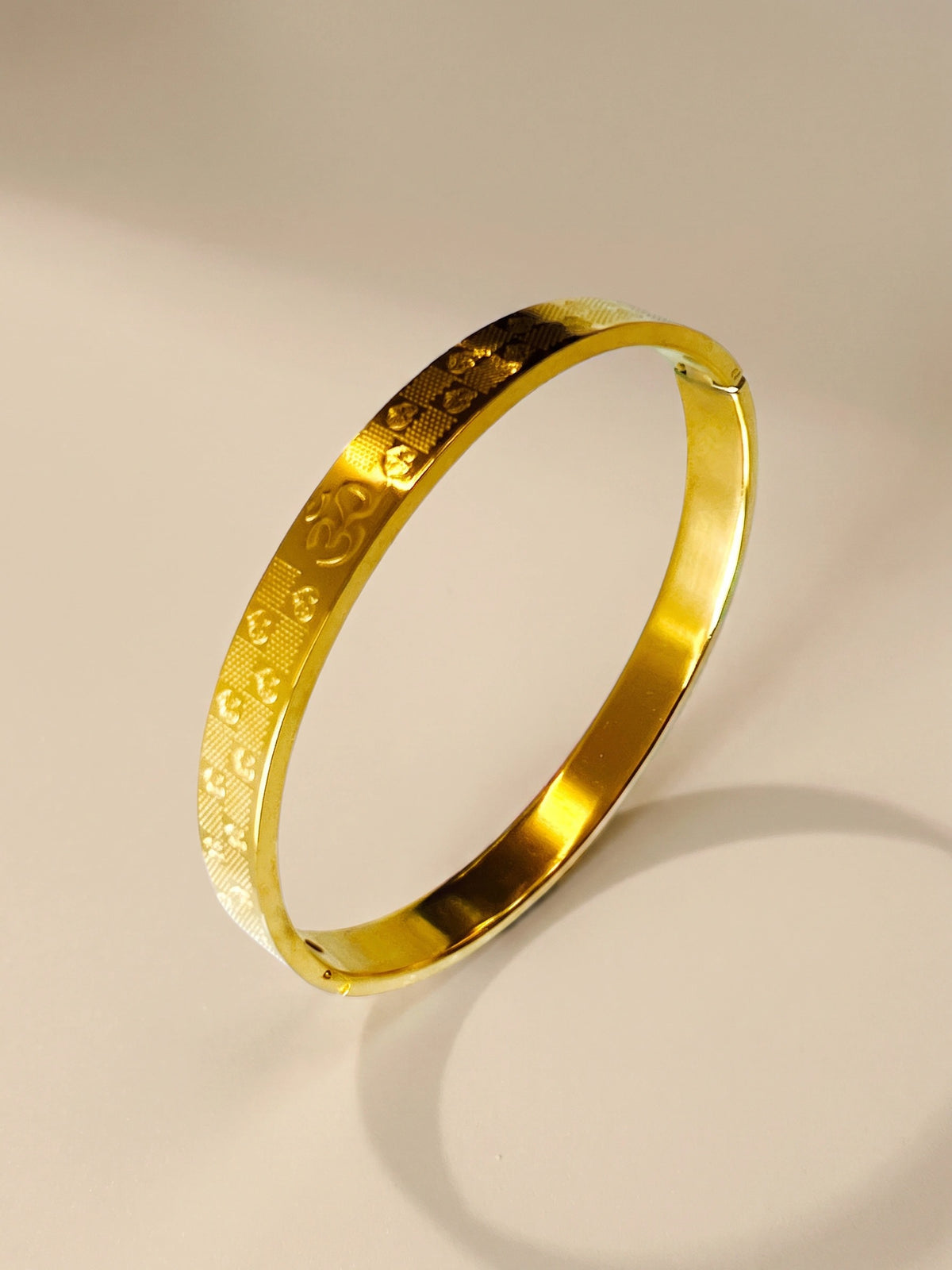 MYKI Royal OM Engraved Bangle Bracelet For Women & Mens (MKBRAD521G)