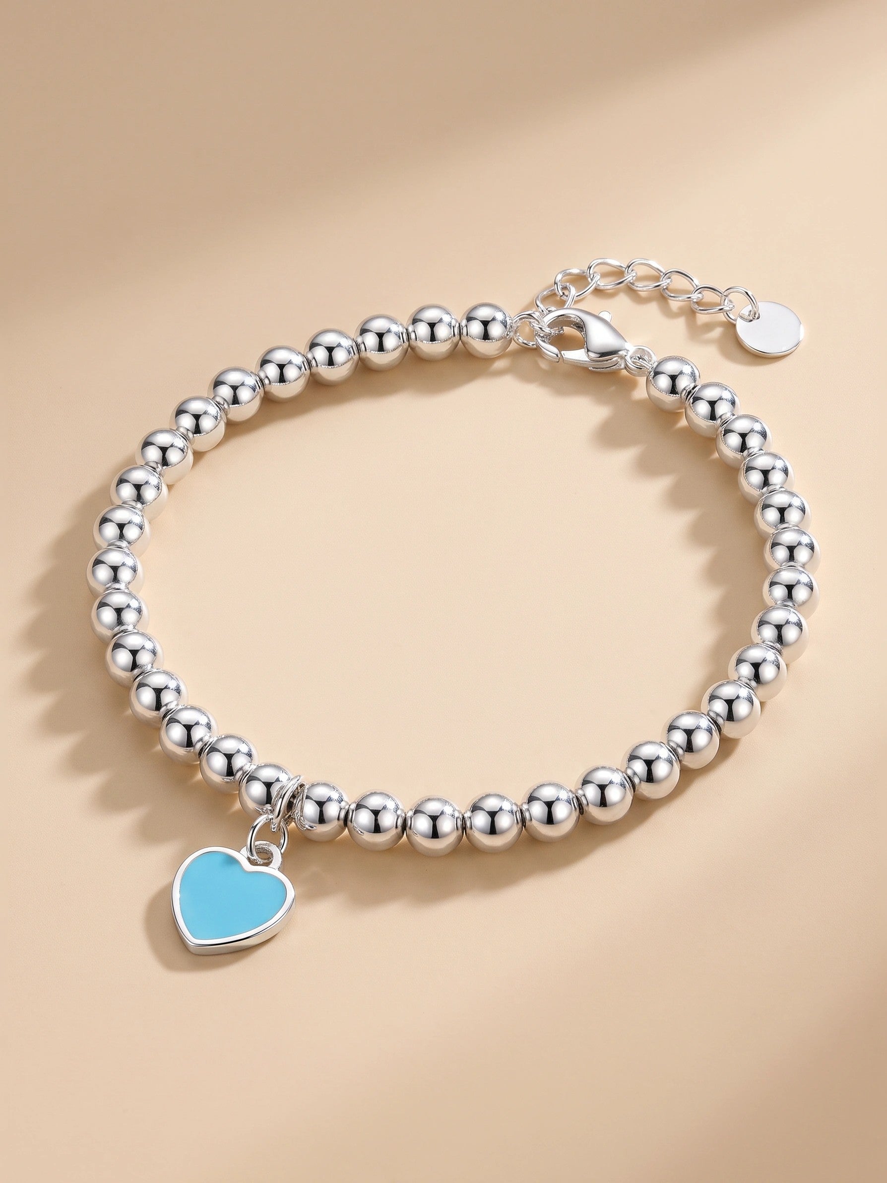 MYKI Elegant Silver Beaded Bracelet Heart Charm (MKBRAD545)
