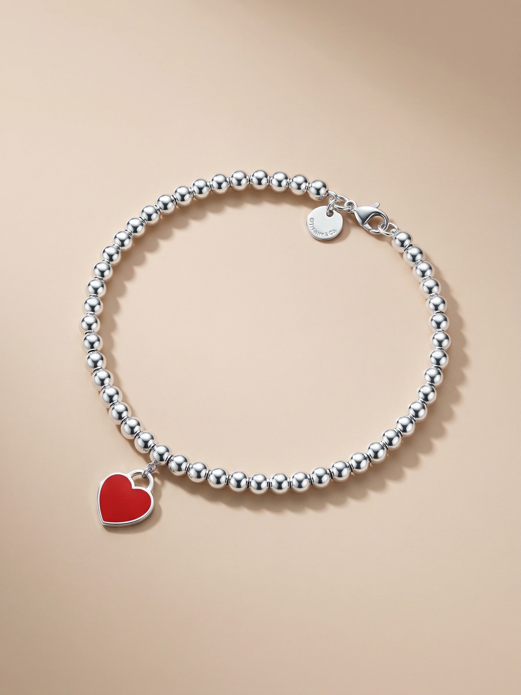 MYKI Elegant Silver Beaded Bracelet Heart Charm (MKBRAD545)