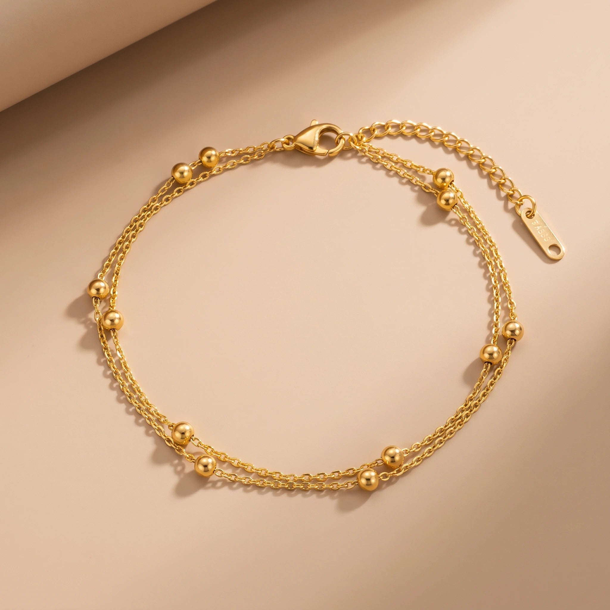 MYKI Gold Plated Double Chain Bead Bracelet | Anti Tarnish Finish(MKBRAD709G-SSYI)