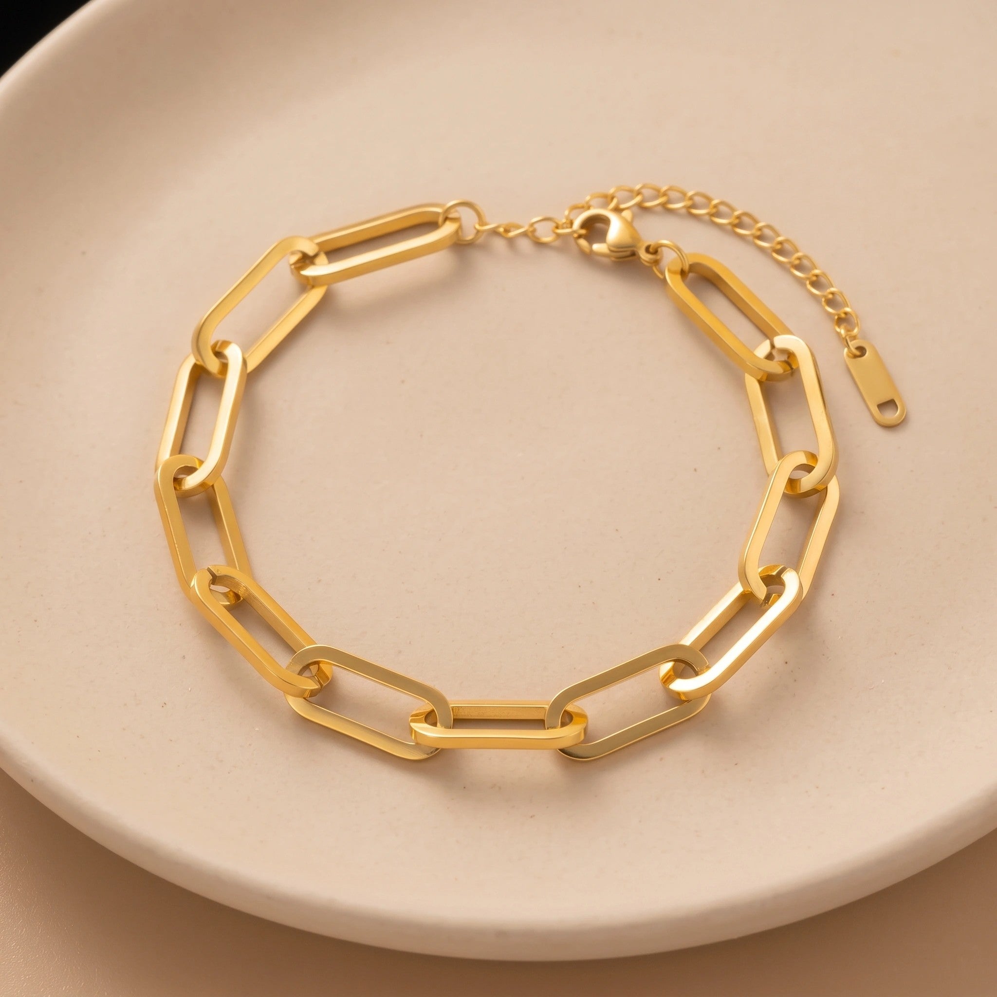 MYKI Gold Plated Paperclip Chain Bracelet | Anti Tarnish Finish(MKBRAD712G-SSYI)