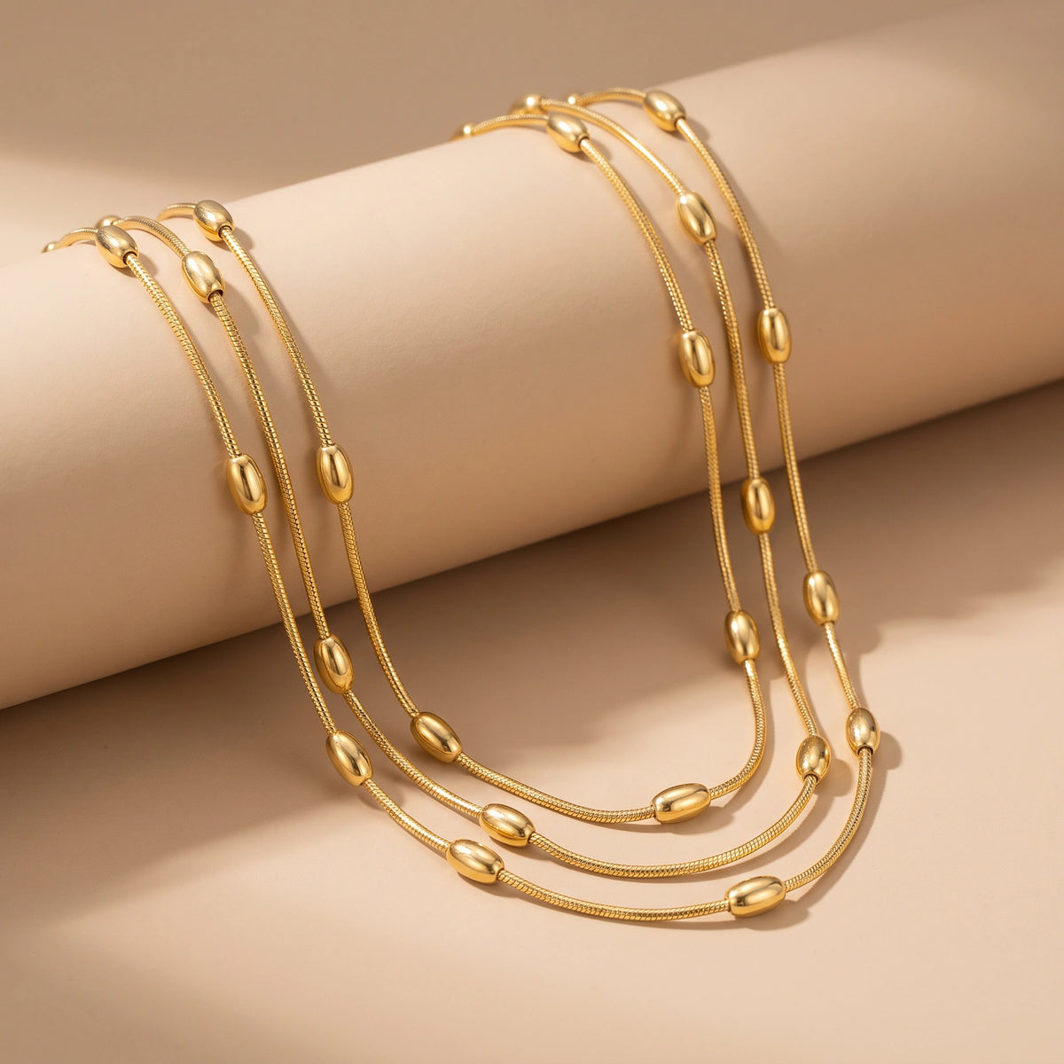 MYKI Anti-Tarnish Multi-Layer Beaded Necklace (MK719-SSYI)