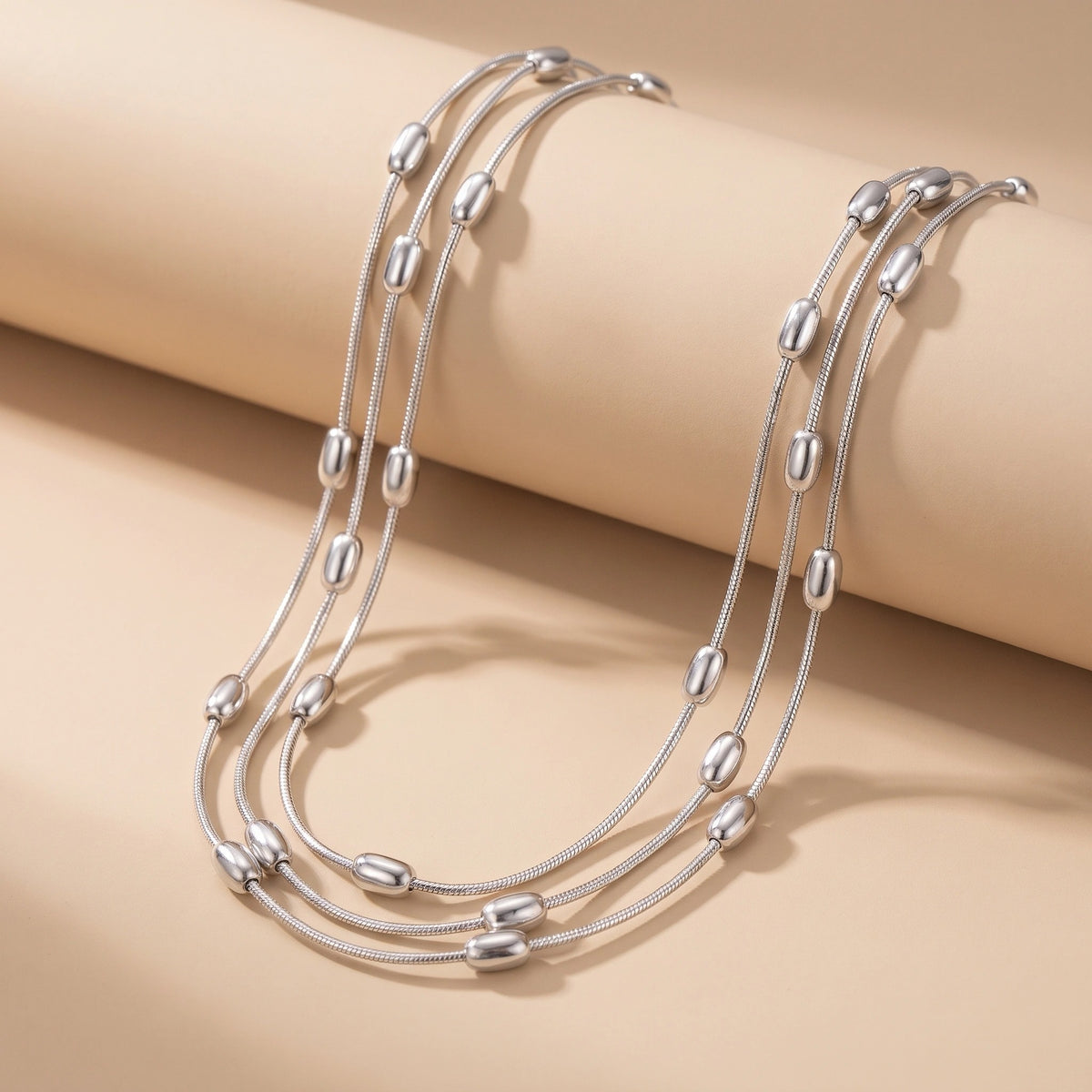 MYKI Anti-Tarnish Multi-Layer Beaded Necklace (MK719-SSYI)