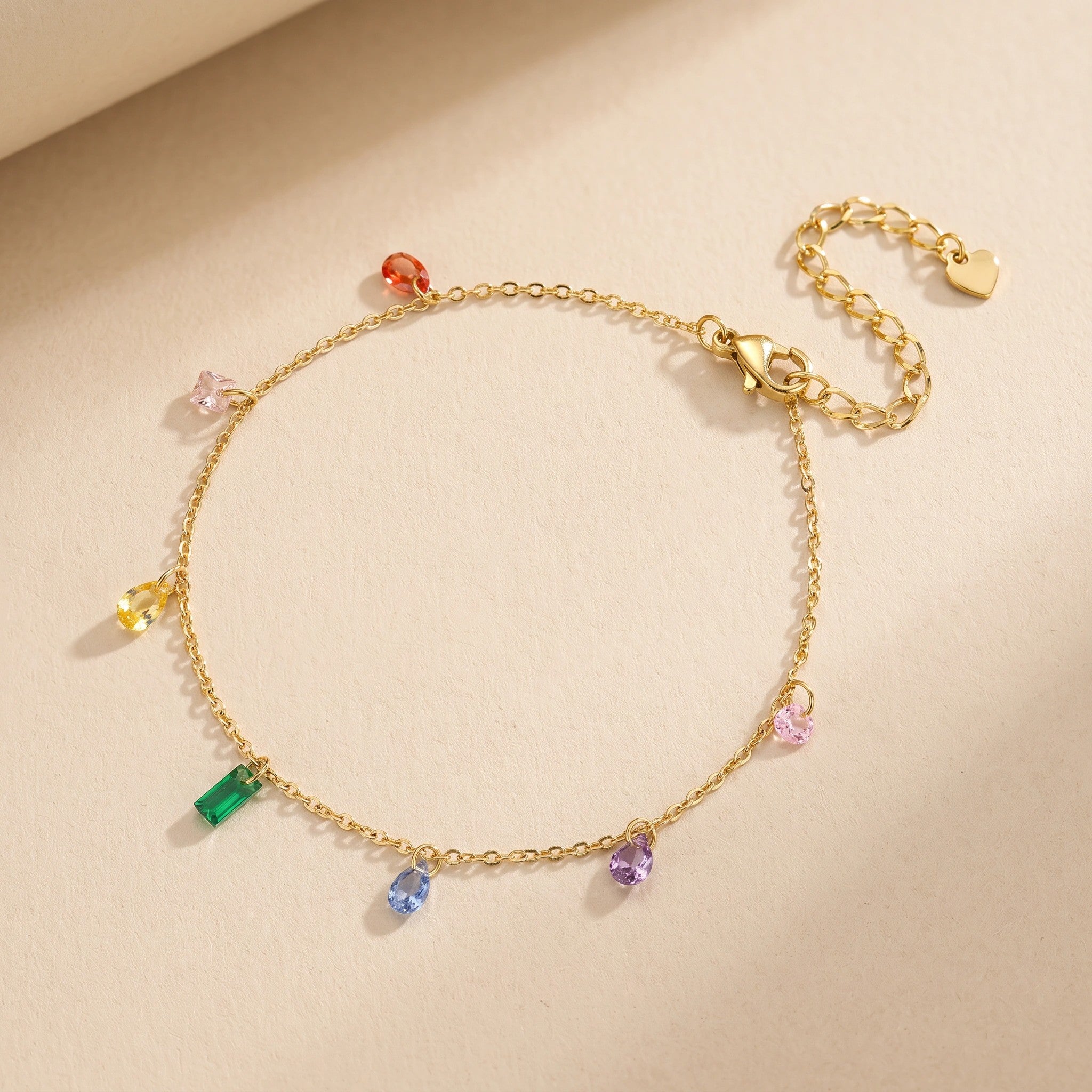 MYKI Gold-Plated Rainbow Charm Bracelet | Colorful Minimal Design(MKBRAD725G-SSYI)