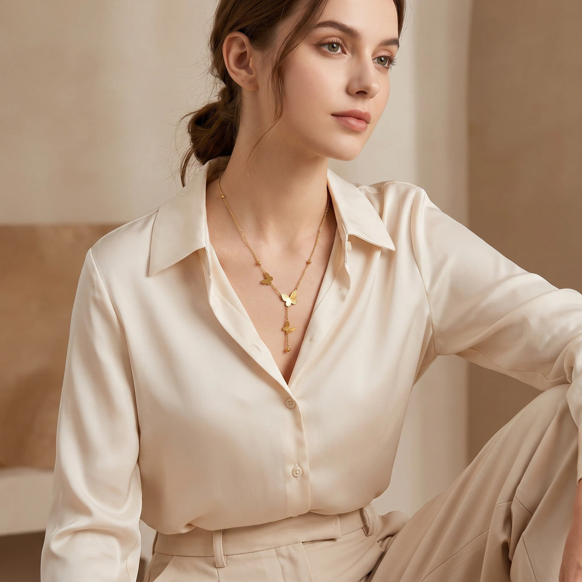 MYKI Well-Favored Stainless Steel Necklace (MK730G-SSYI)