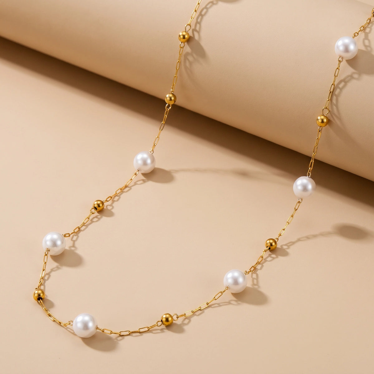 MYKI Anti Tarnish Stainless Steel Classic Pearl Chain (MK733G-SSYI)