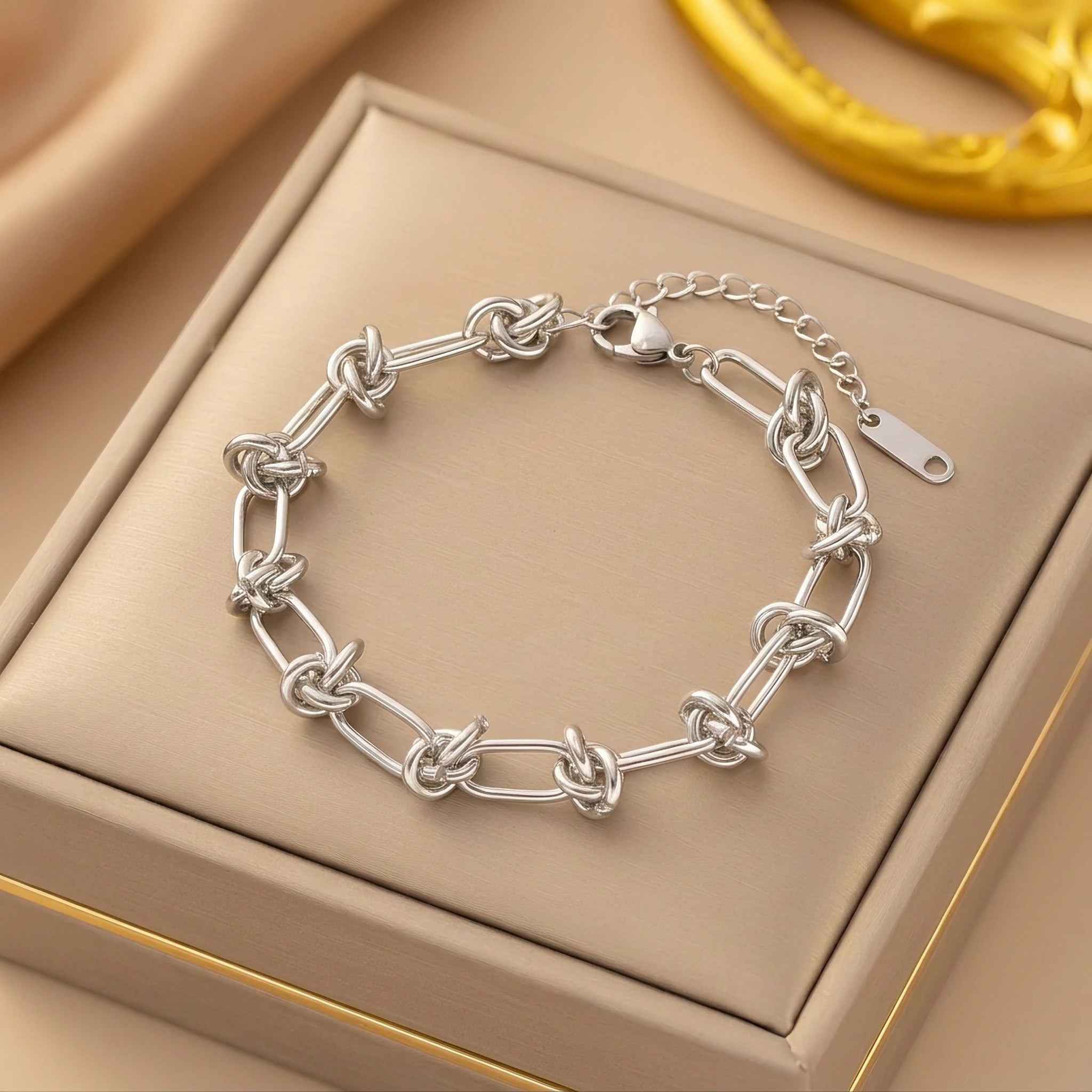 MYKI Silver Knot-Link Bracelet | Adjustable(MKBRAD739S-SSYI)