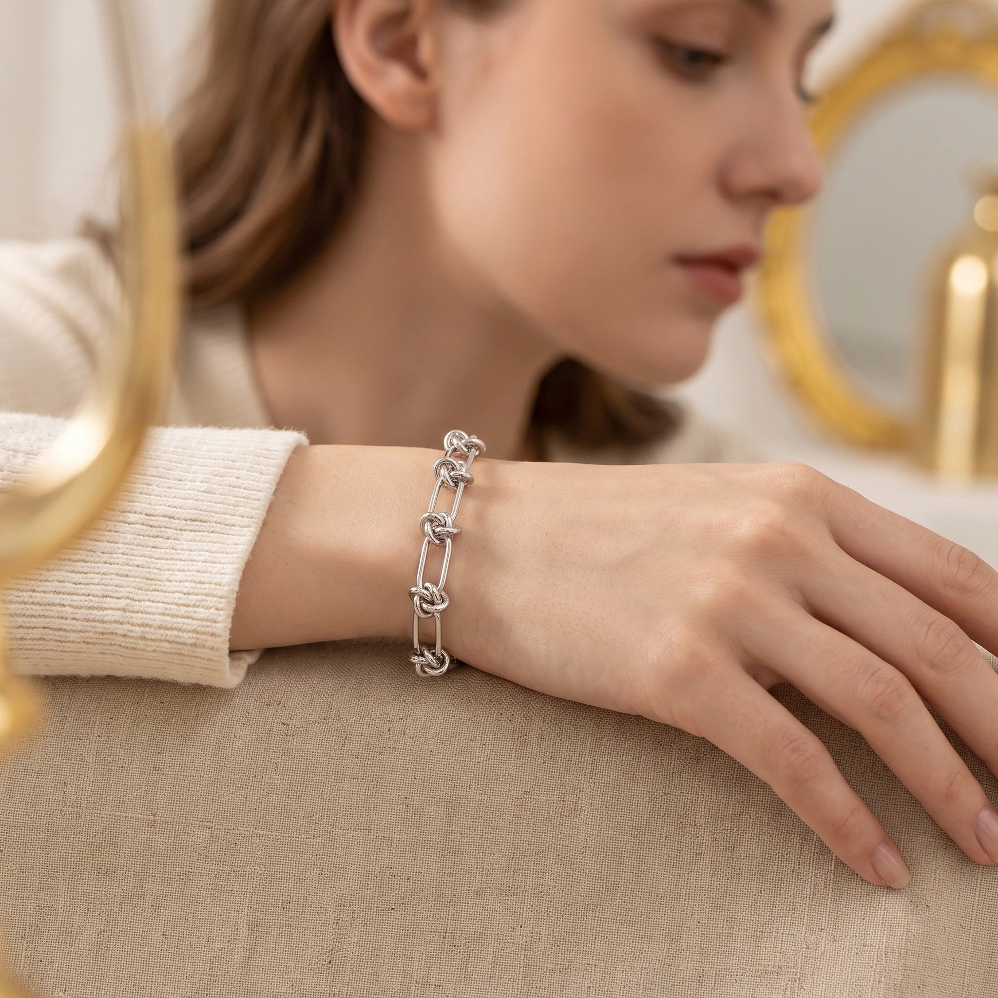 MYKI Silver Knot-Link Bracelet | Adjustable(MKBRAD739S-SSYI)