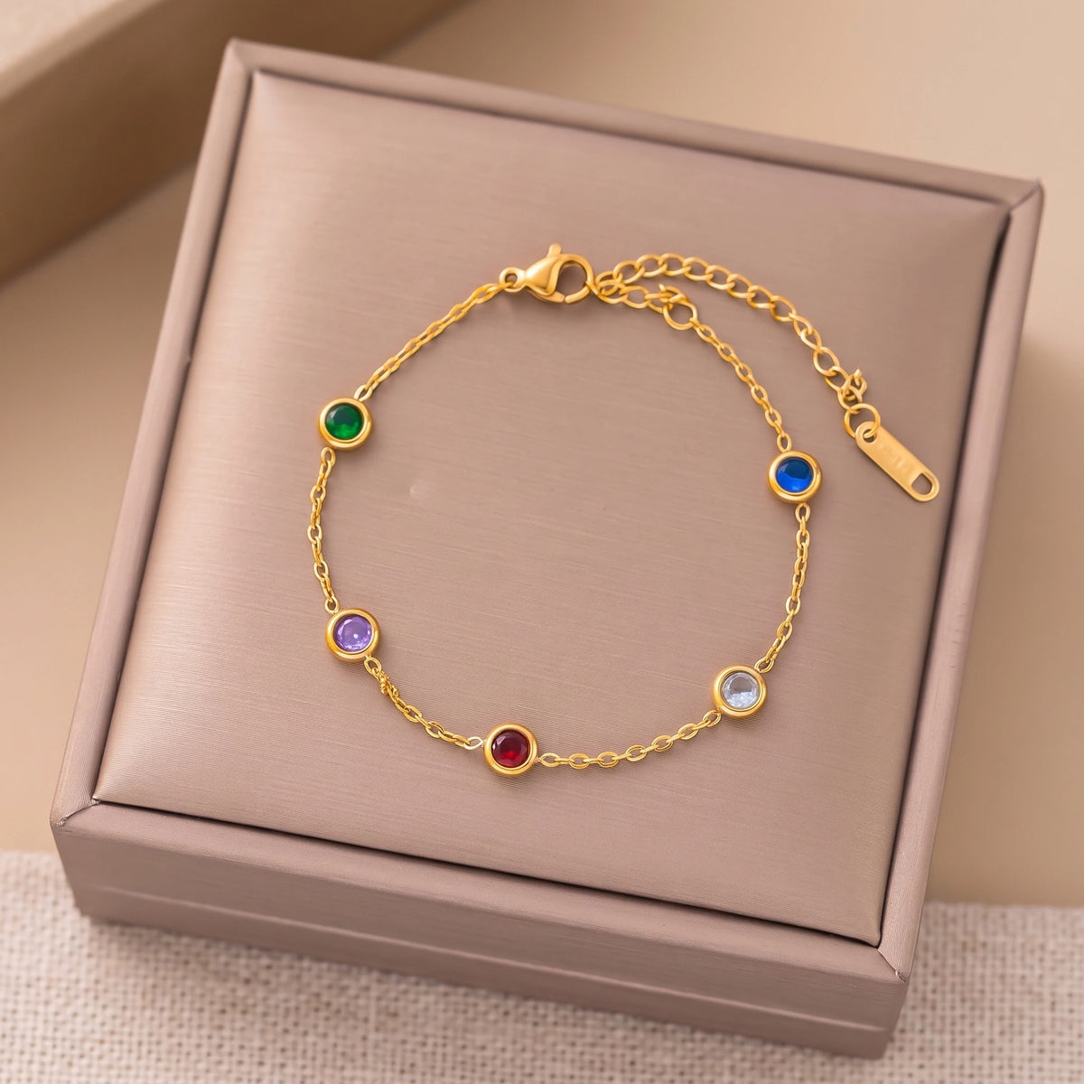 MYKI Gold-Plated Multicolor Gemstone Bracelet(MKBRAD740G-SSYI)