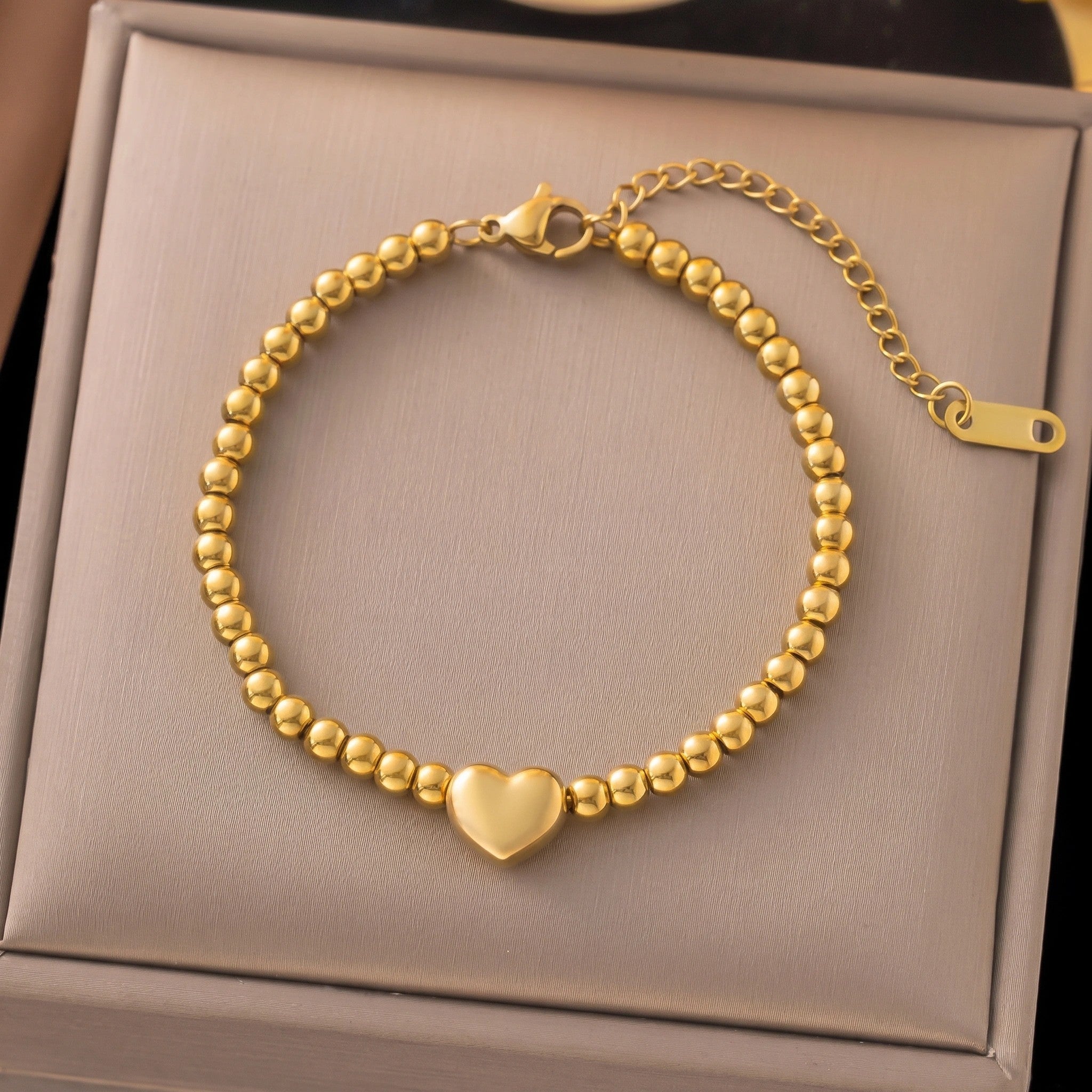 MYKI Gold-Plated Heart Beaded Bracelet | Anti-Tarnish(MKBRAD742G-SSYI)