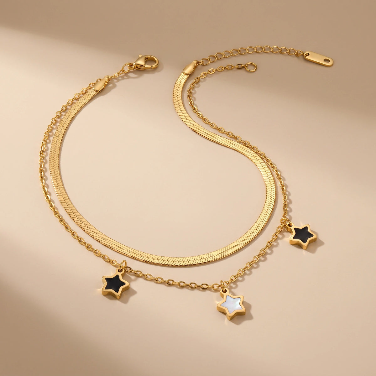 MYKI Triple Star Layered Necklace (MK742G-SSYI)