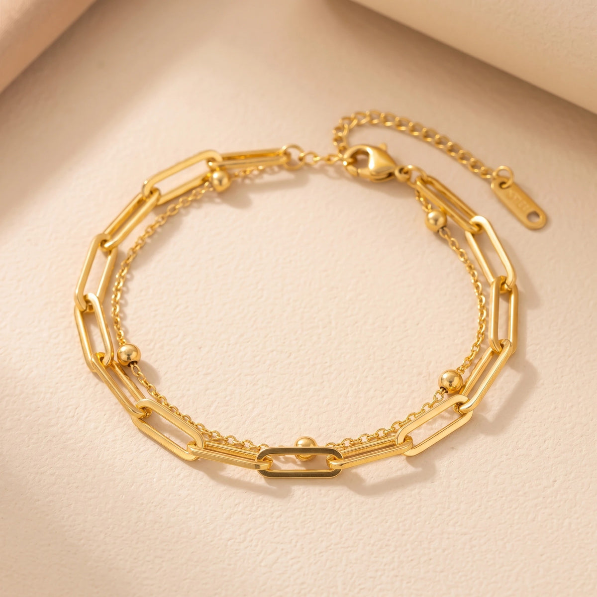 MYKI Dual Layer Beaded Chain Bracelet(MKBRAD747-SSYI)
