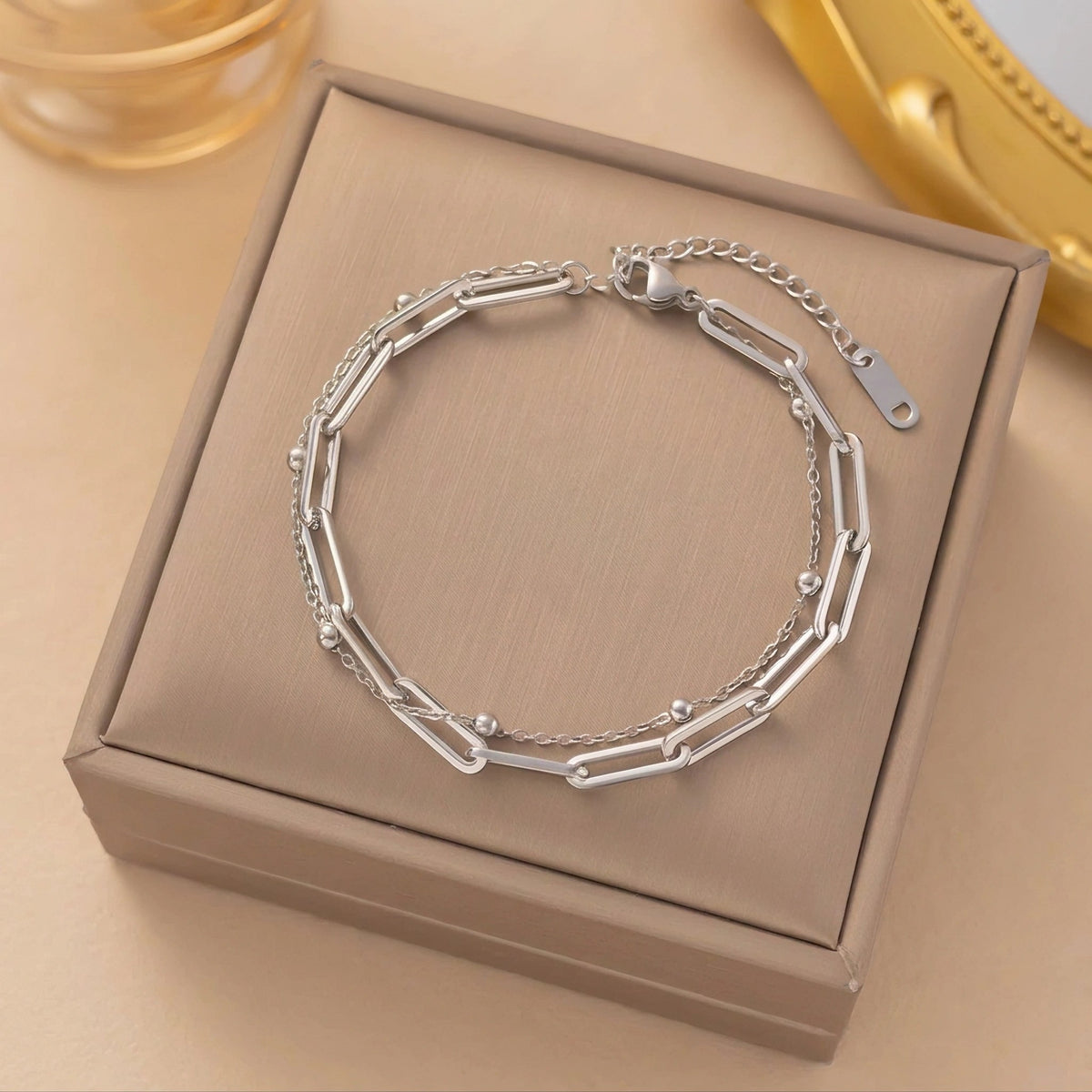 MYKI Dual Layer Beaded Chain Bracelet(MKBRAD747-SSYI)