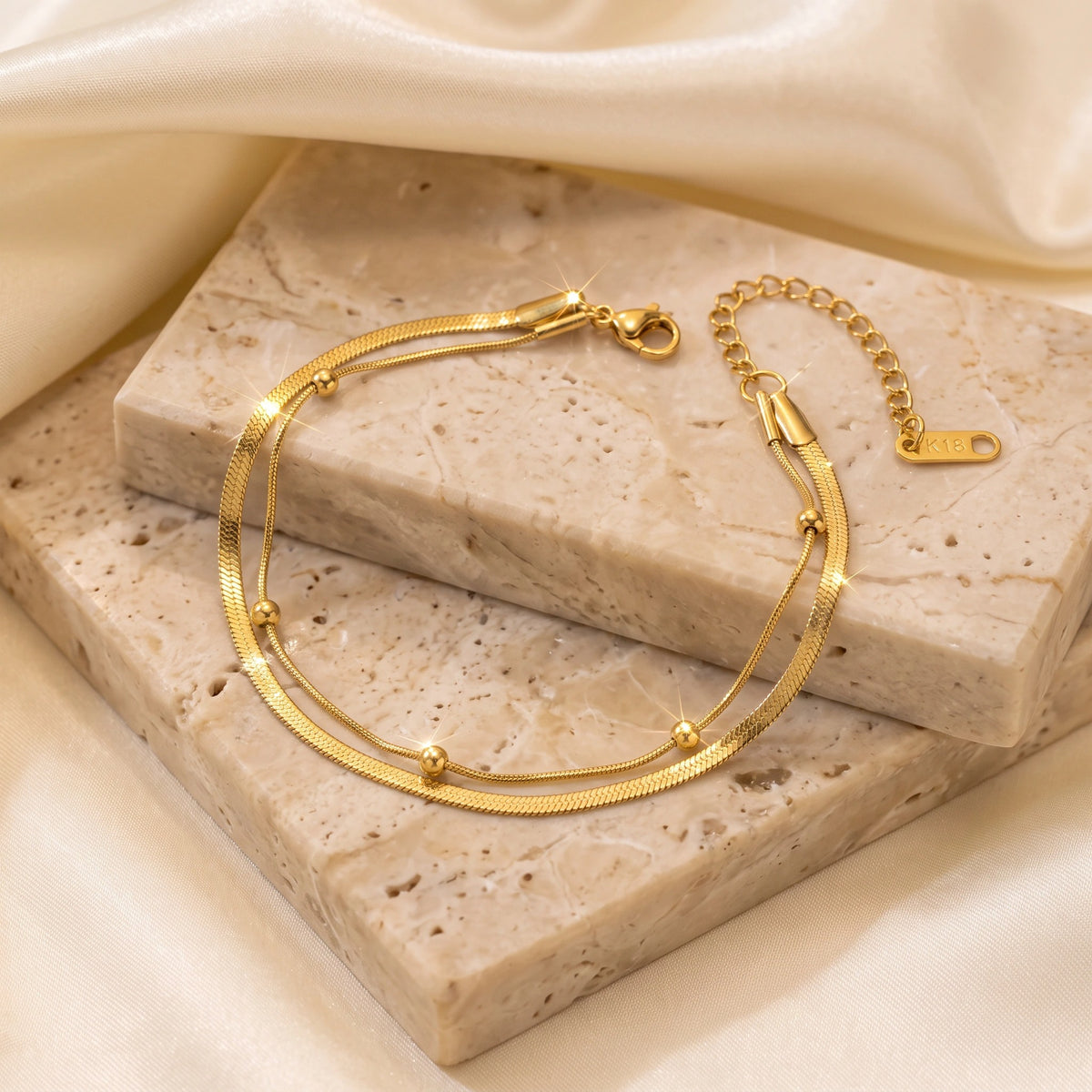MYKI Dual-Layer Gold-Plated Snake Chain Bracelet | Minimal Elegant(MKBRAD765G-SSYI)