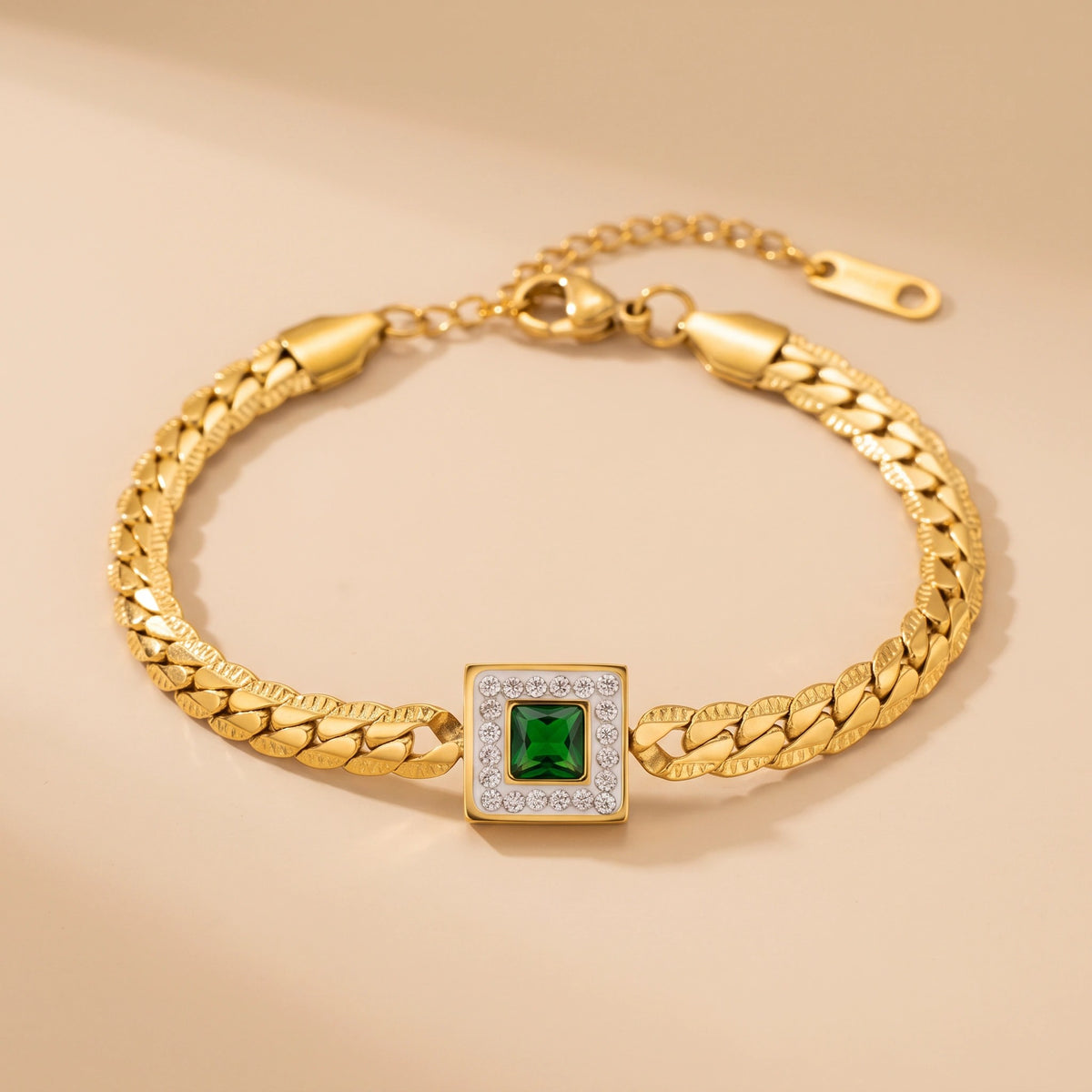 MYKI Coloured Stone Cuban Bracelet | Premium Finish(MKBRAD771G-SSYI)