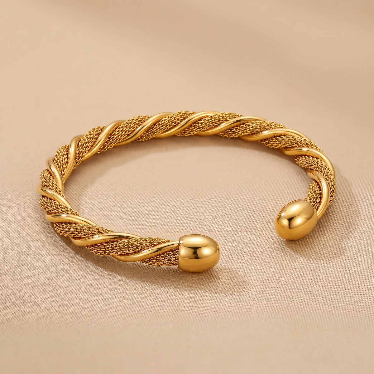 MYKI Gold-Plated Open Cuff Rope-Twist Bracelet | Premium Design(MKBRAD772G-SSYI)