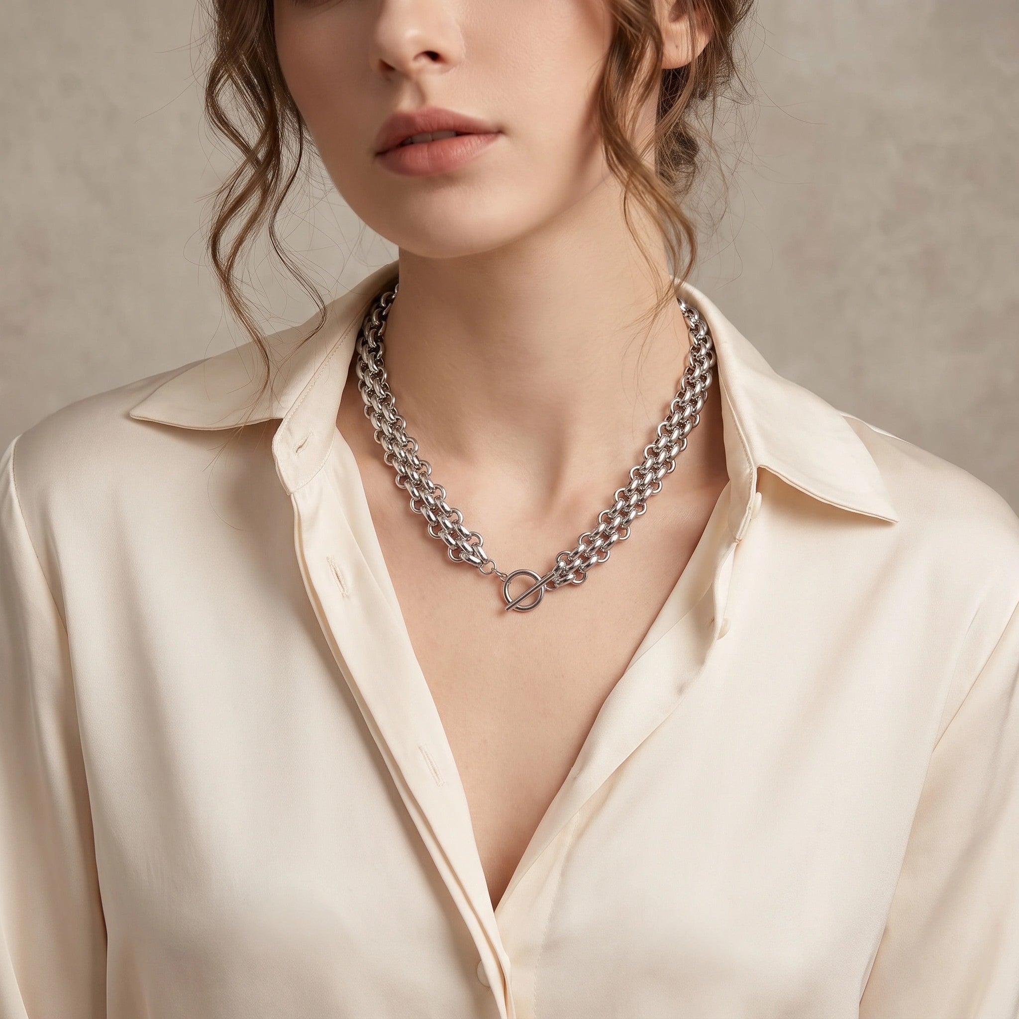 MYKI Telegenic Stainless Steel Necklace (MK772S-SSYI)