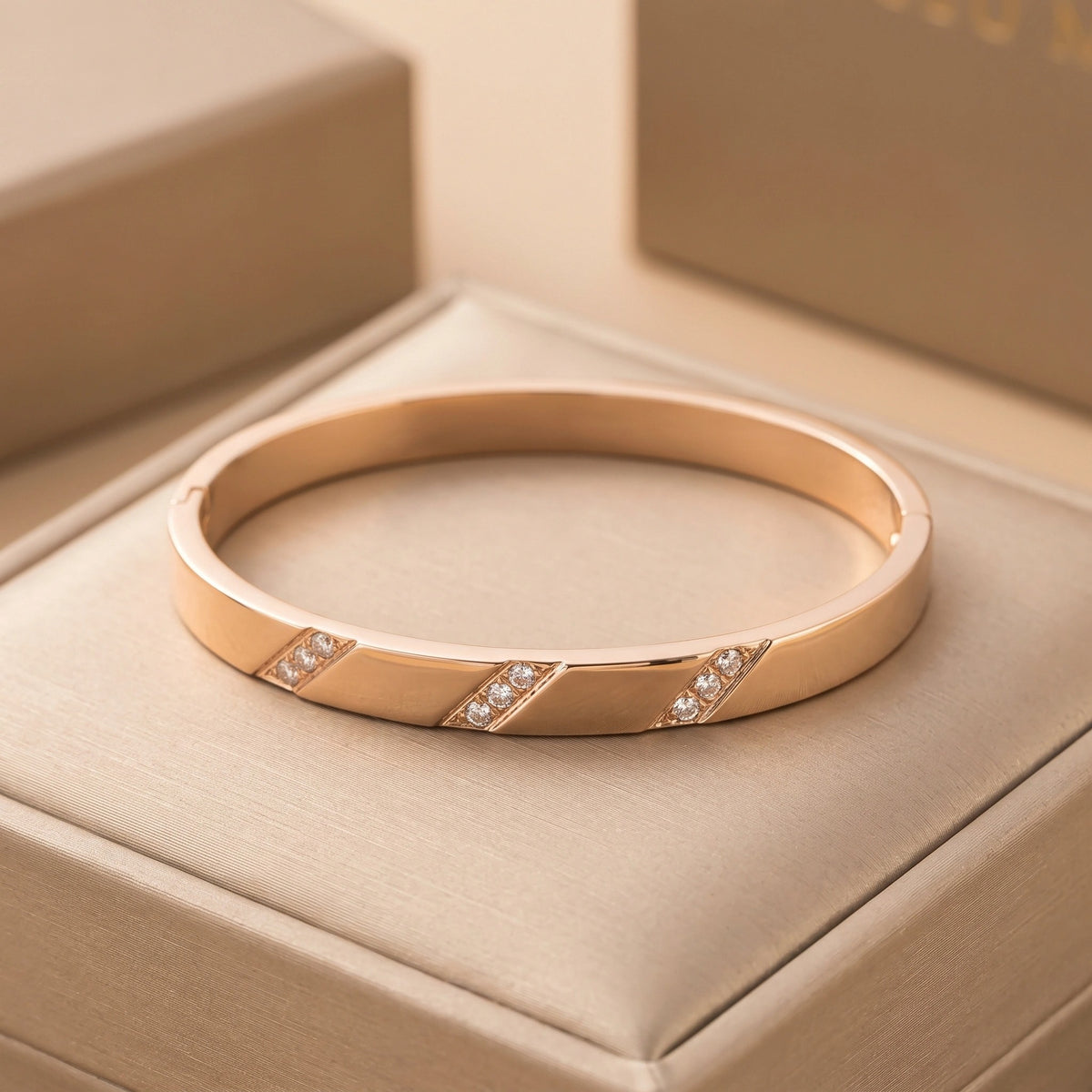 MYKI Stainless Steel CZ Diagonal Engraved Bangle | Anti-Tarnish(MKBRAD777-SSYI)