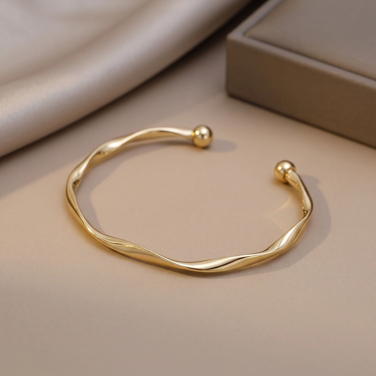MYKI Stainless Steel Twisted Open Cuff Bracelet | Anti-Tarnish(MKBRAD781-SSYI)
