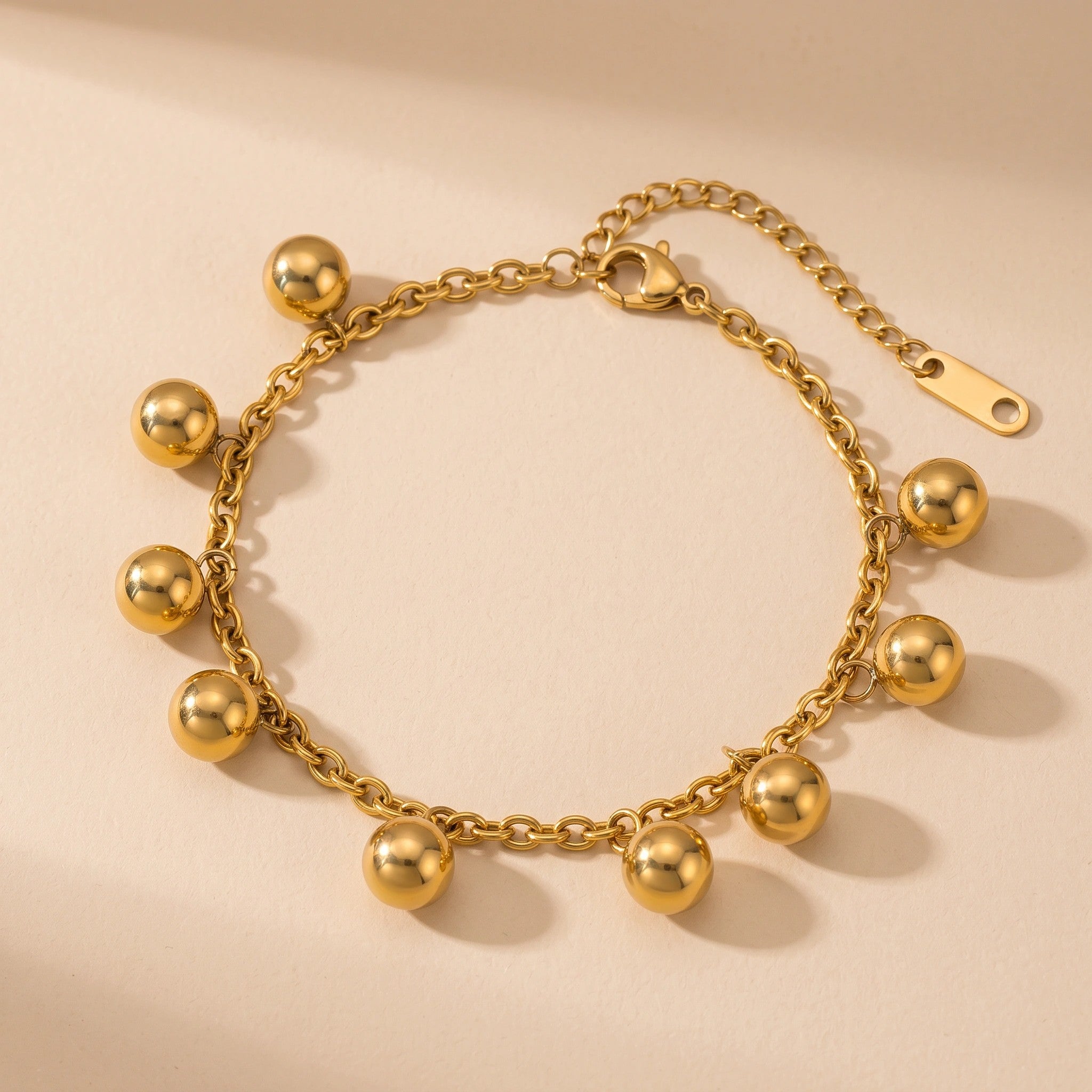 MYKI Gold-Plated Dangling Bead Charm Bracelet | Anti-Tarnish(MKBRAD787G-SSYI)