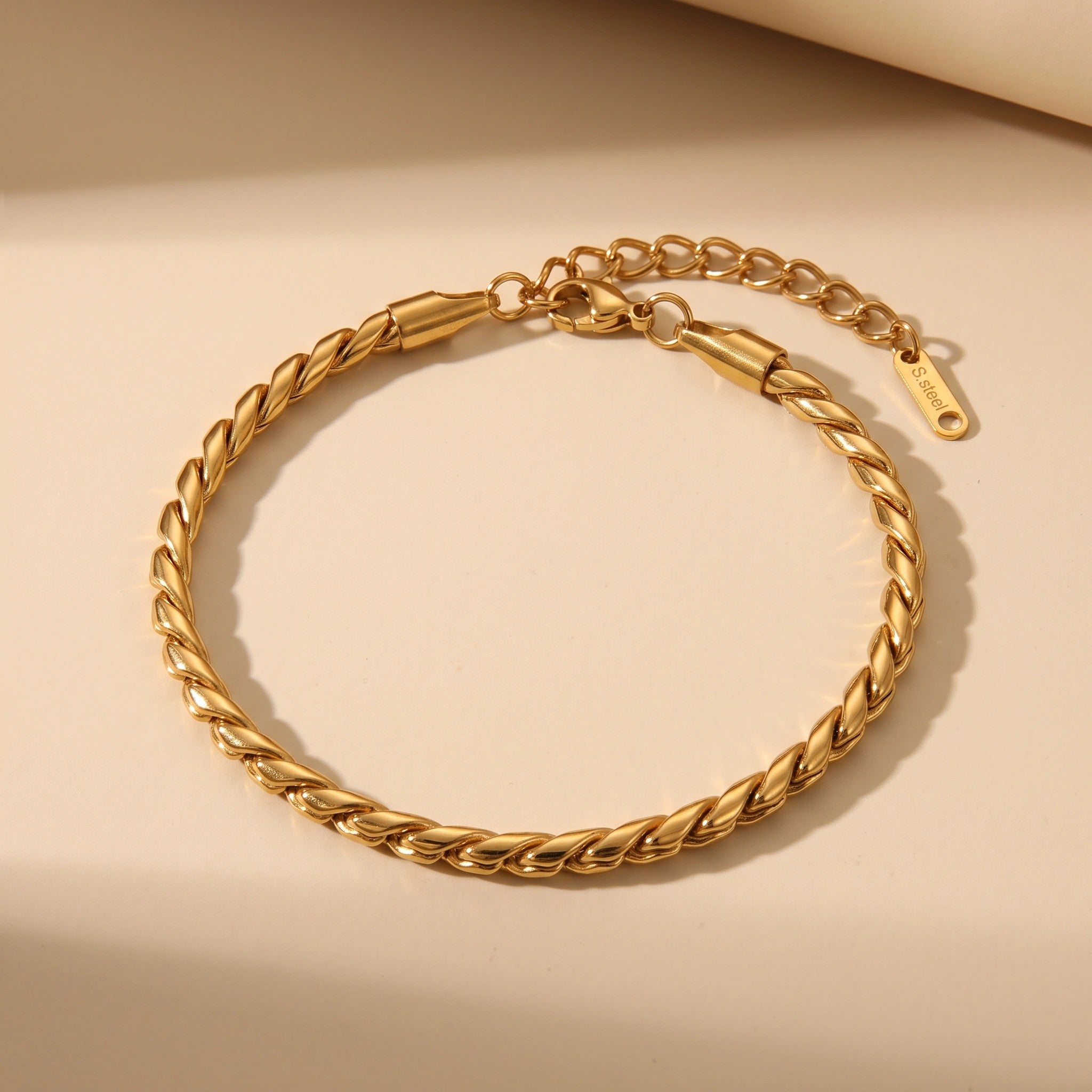MYKI Gold-Plated Twisted Rope Chain Bracelet | Adjustable(MKBRAD788G-SSYI)