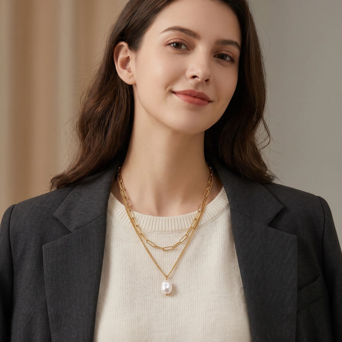 MYKI Lovely Stainless Steel Necklace (MK789G-SSYI)