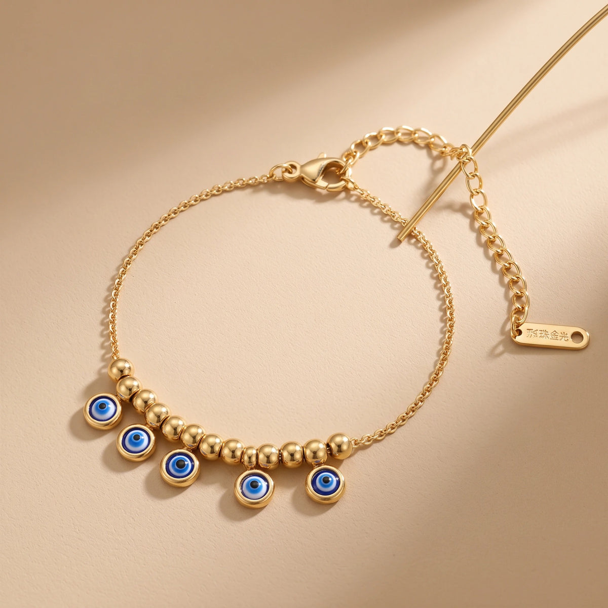 MYKI Gold Plated Evil Eye Dangler Bracelet | Anti-Tarnish(MKBRAD793G-SSYI)