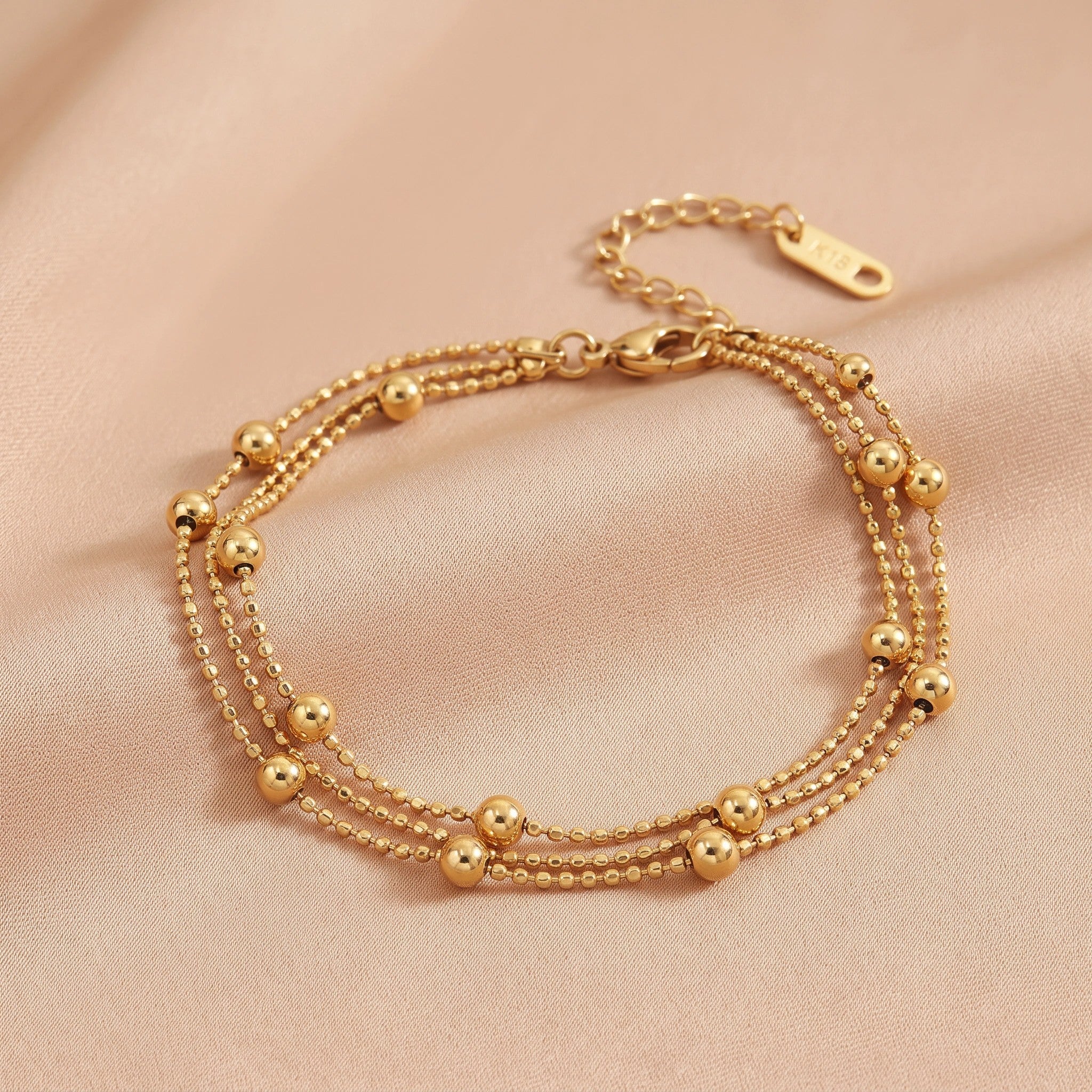 MYKI Gold Plated Triple Layer Beaded Bracelet | Anti-Tarnish(MKBRAD795G-SSYI)