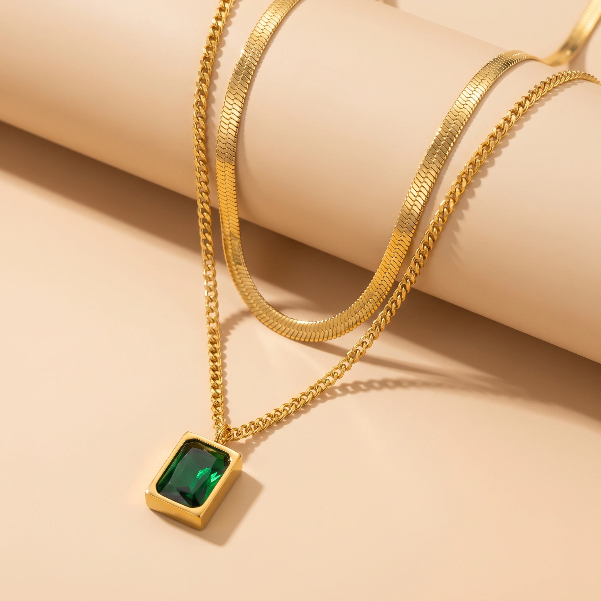 MYKI Esthetic Layered Stainless Steel Necklace (MK796G-SSYI)