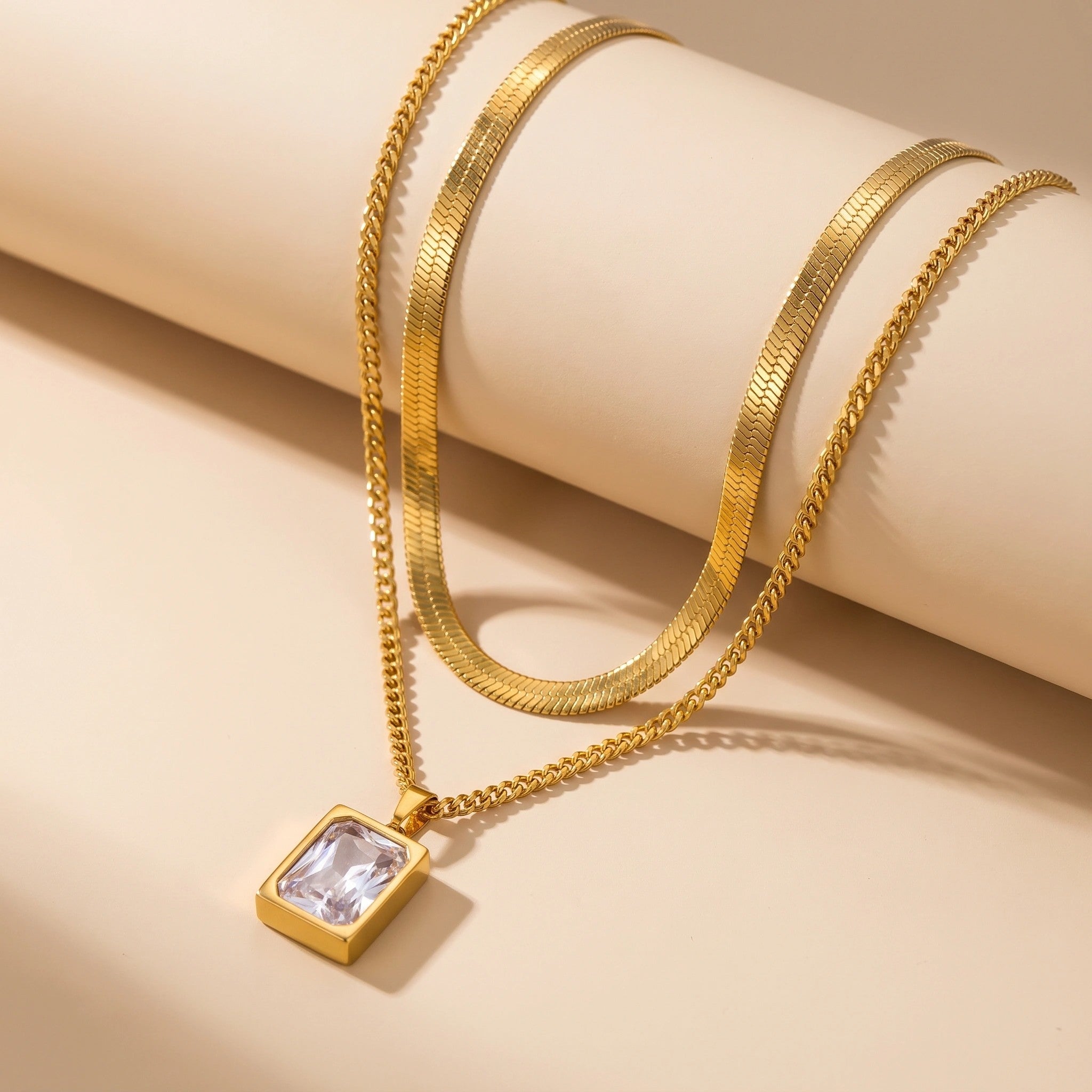 MYKI Esthetic Layered Stainless Steel Necklace (MK796G-SSYI)